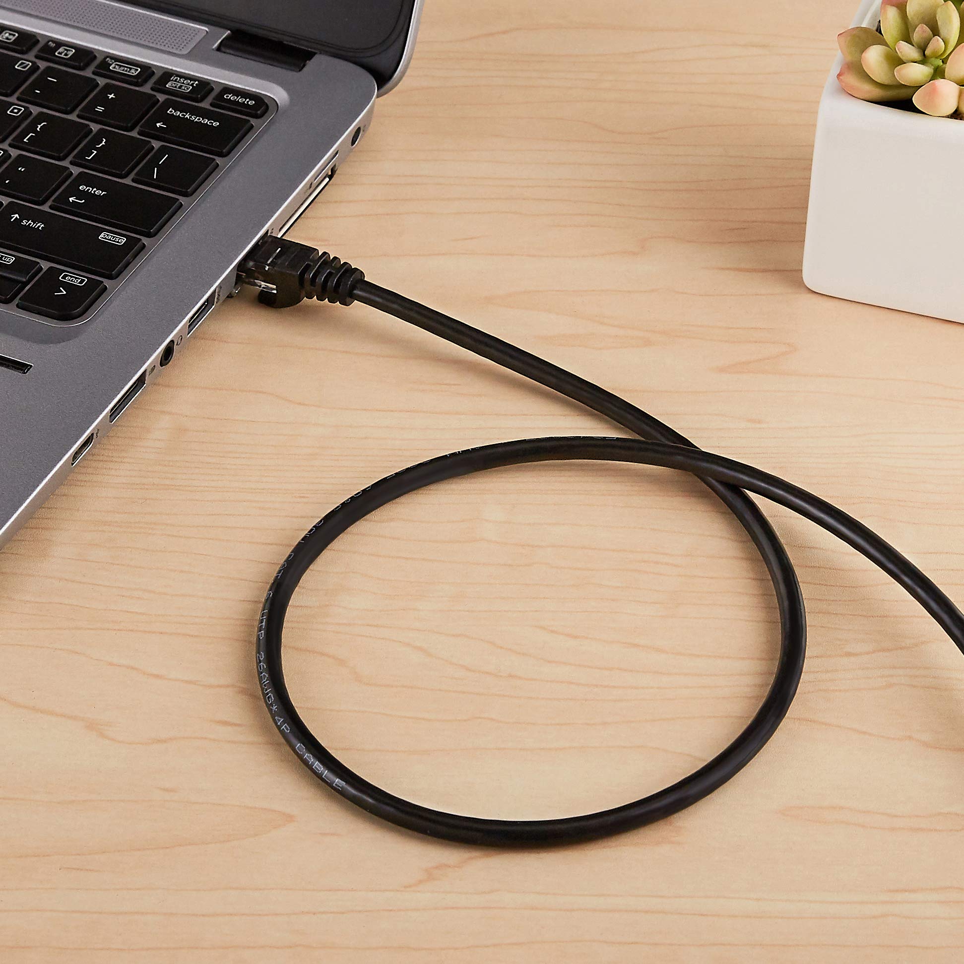 Amazon Basics RJ45 Cat 6 Ethernet Patch Cable - 10Gbps High-Speed, 250MHz, Snagless Design - 10 Foot Black Network Cable for Printer, Router, Modem, Gaming & Home Office Setup