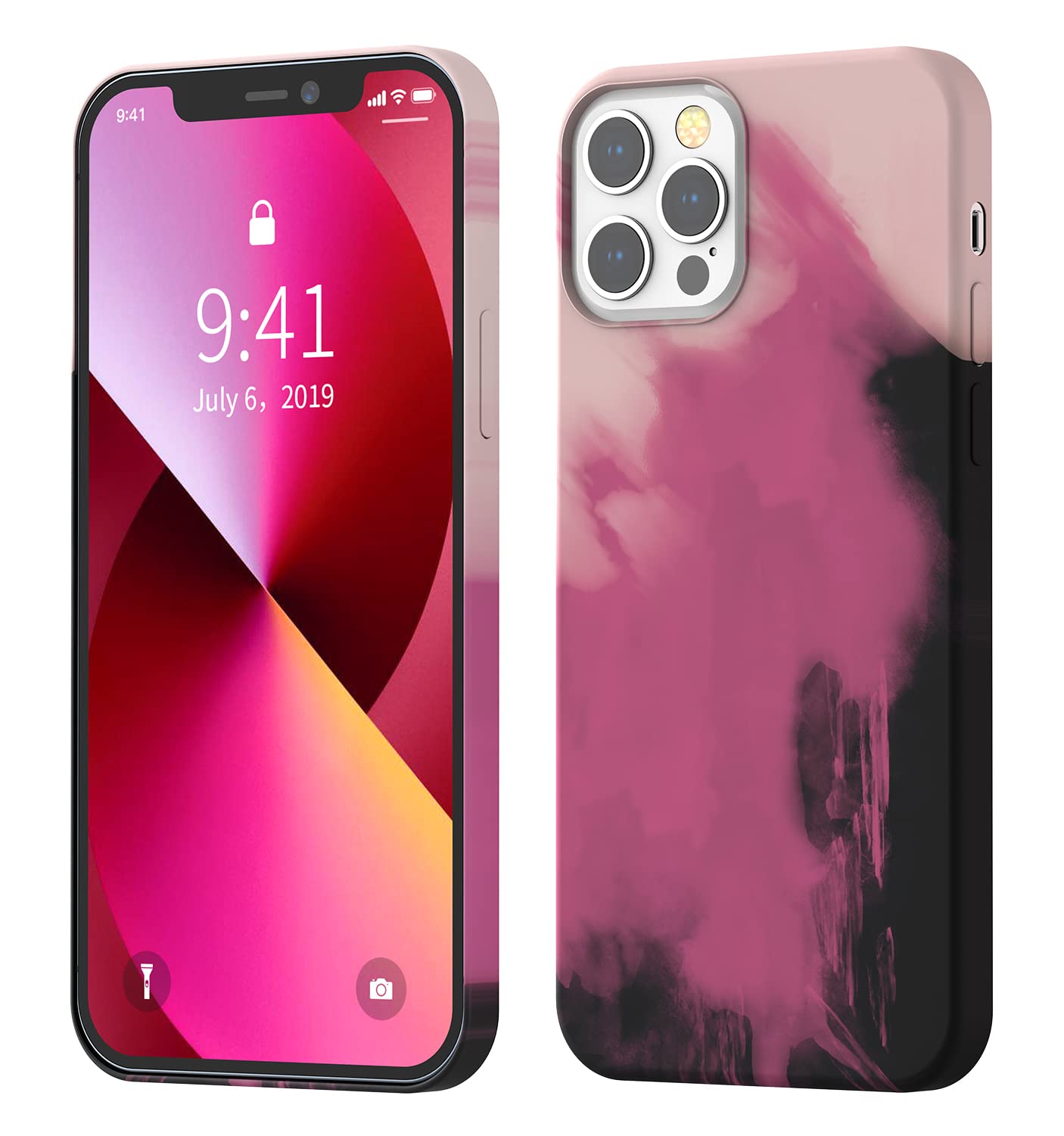 Licheers Magnetic Case for iPhone 12 Pro Max (6.7 Inch) - MagSafe Compatible Wireless Charging Case, Liquid Silicone Gel Painted Protective Cover (Gradient Berry) | Perfect for Work, Travel & Everyday Use