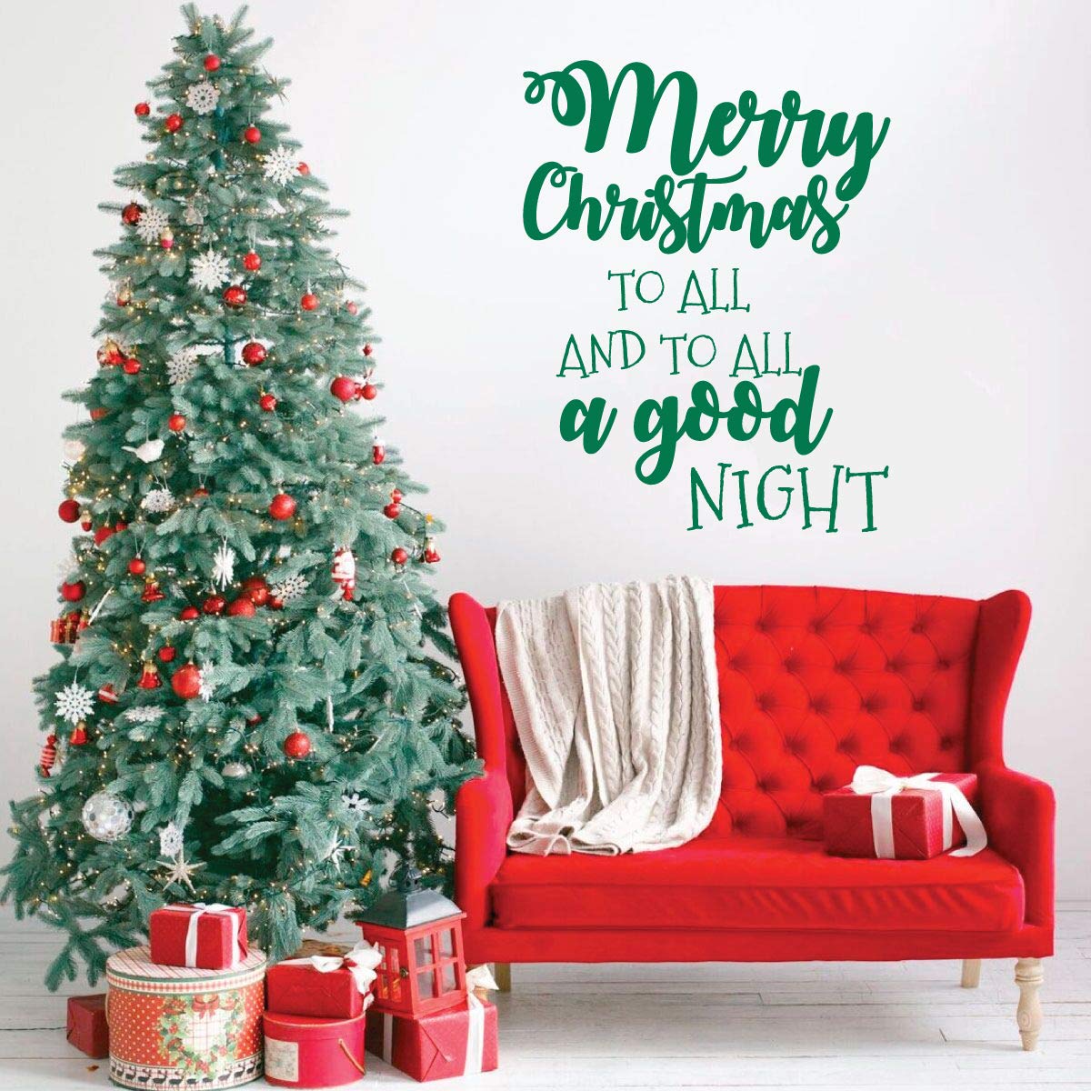 Merry Christmas Wall Decor - Holiday Vinyl Decal Stickers for Living Room, Family Room & Home Decor - Perfect for Christmas Tree, Fireplace & Window Decoration