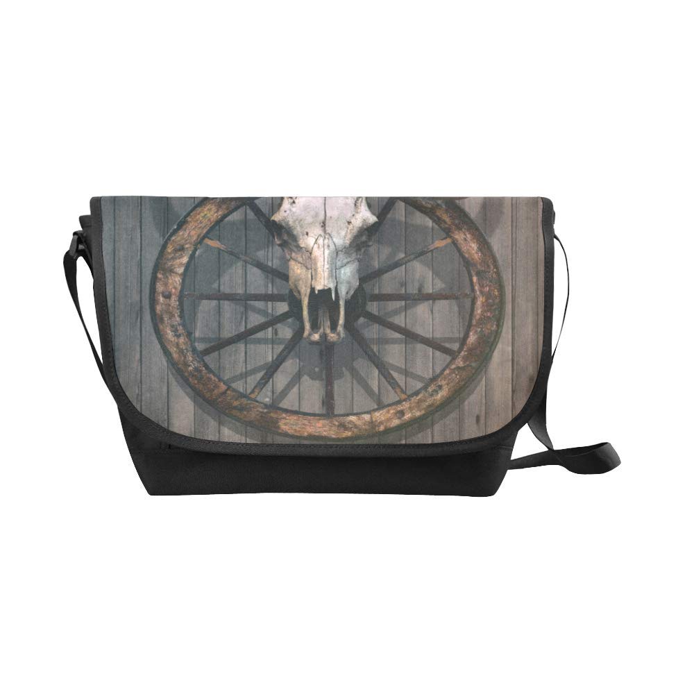 Vintage Bull Skull Western Messenger Bag for Men & Women - Durable Crossbody Shoulder Bag for School, Laptop, Work & Travel | Stylish Cowboy Design for Everyday Use