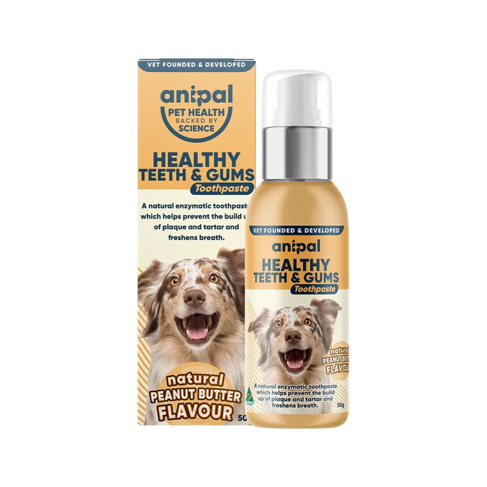 Anipal Healthy Teeth and Gums Toothpaste for Dogs - Peanut Butter Flavor 50g | Dog Dental Care for Fresh Breath & Plaque Control | Perfect for Daily Oral Hygiene Routine