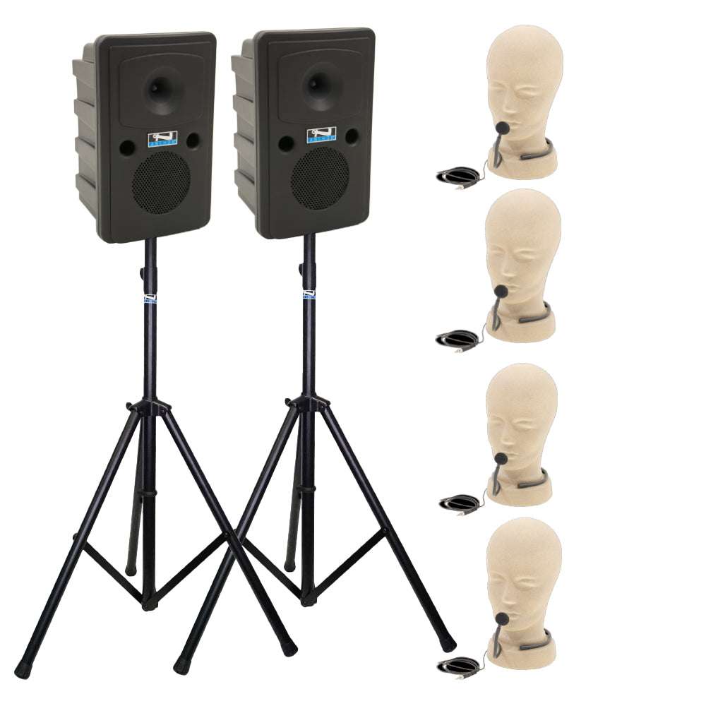 Anchor Audio Go Getter Pair (U4, COMP) - Portable PA System with 4 Wireless Microphones | Ideal for Outdoor Events, Parties & Public Speaking