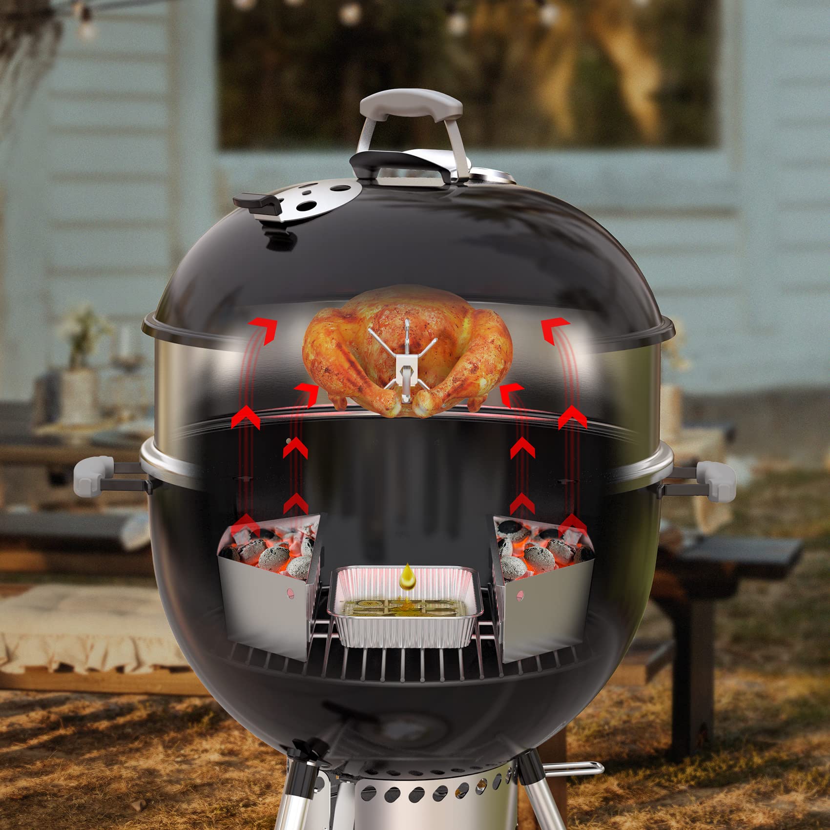 OnlyFire Premium Stainless Steel Rotisserie Ring Kit for Weber 22