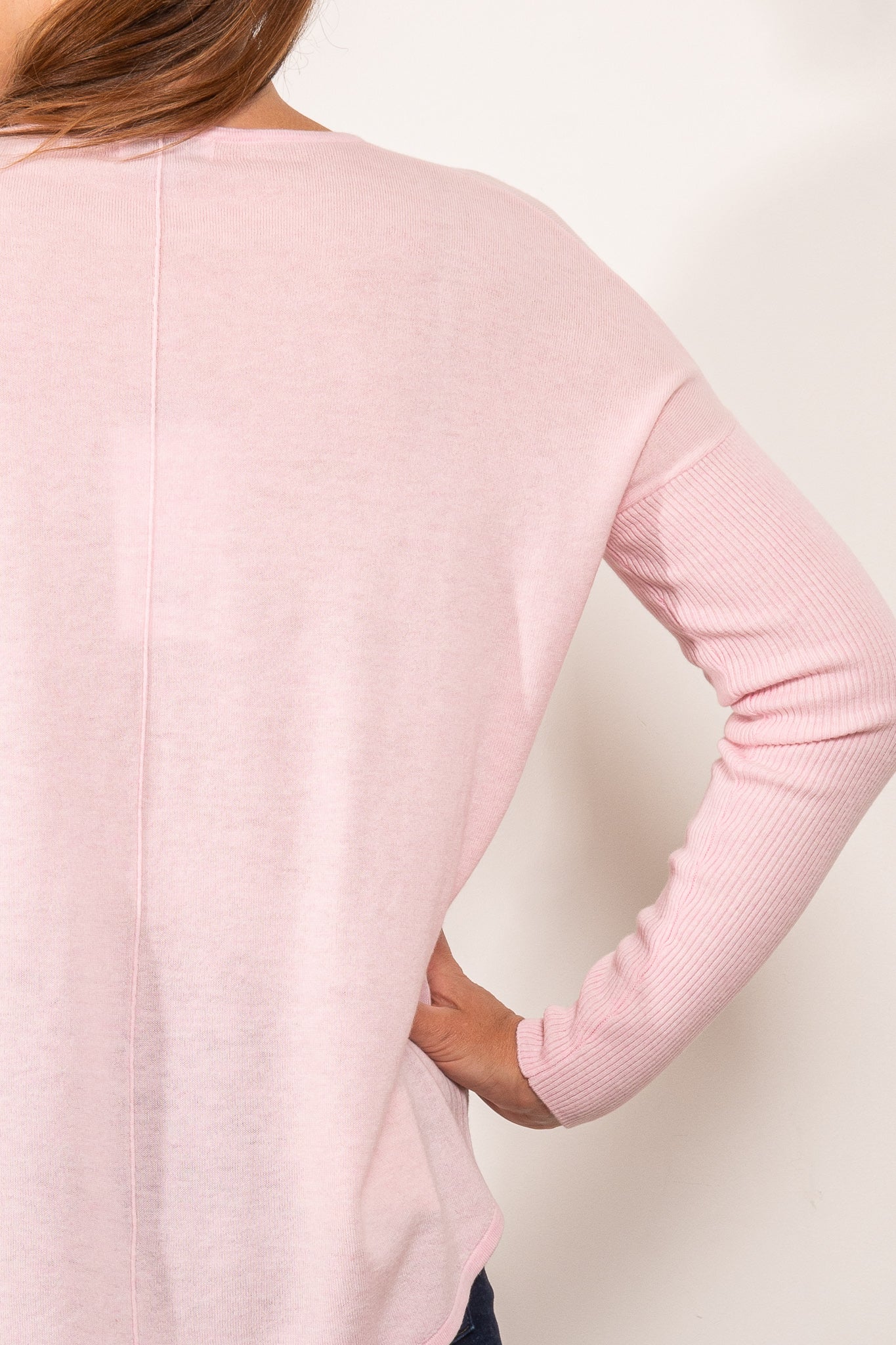 Bridge & Lord Curved Hem Crew Neck Sweater for Women - Soft Knit Pullover for Casual Wear & Office Outfits