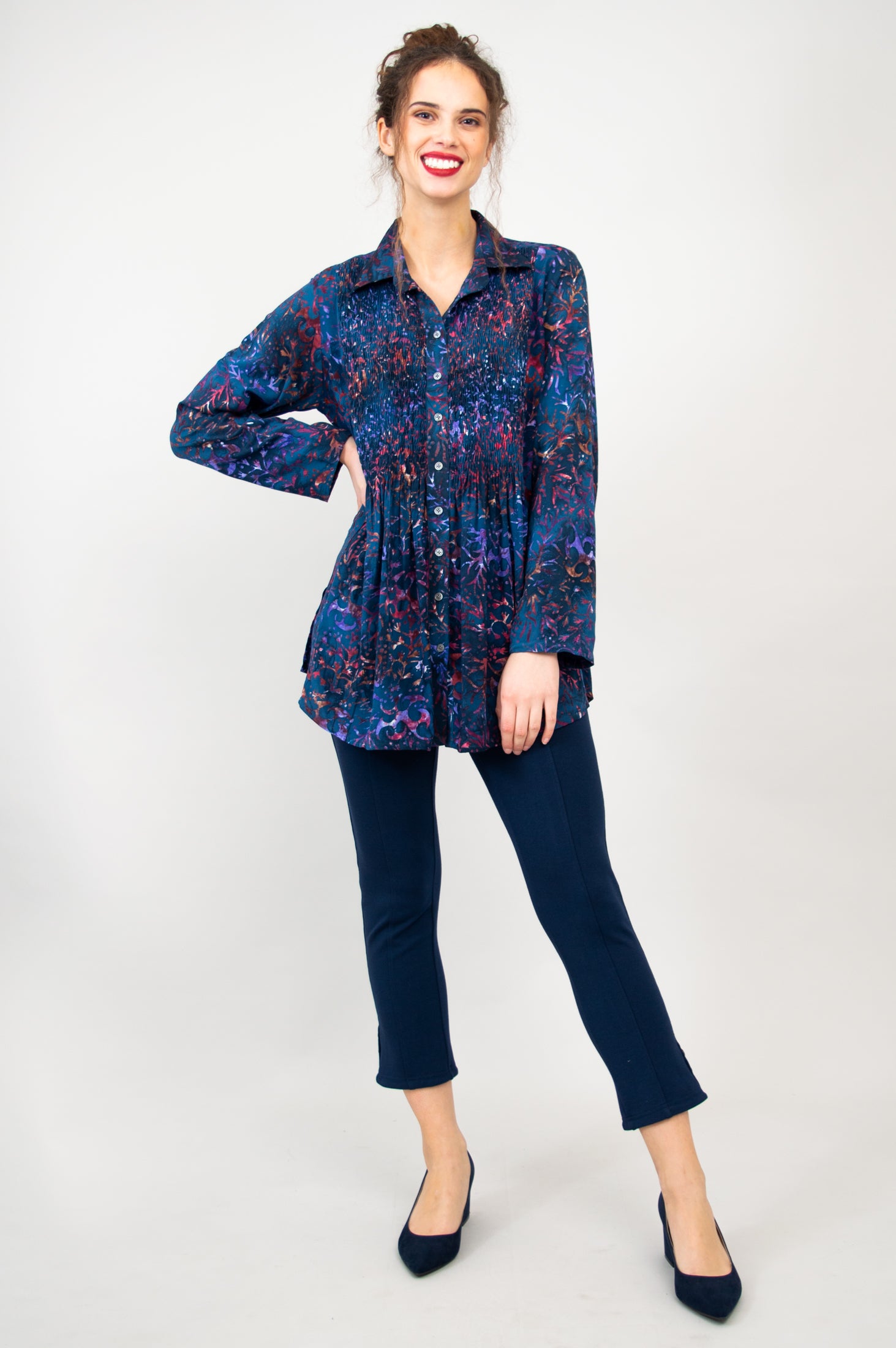 Cindy Long Sleeve Women's T-Shirt - Purple Sprinkle Print Casual Top for Everyday Wear | Final Sale