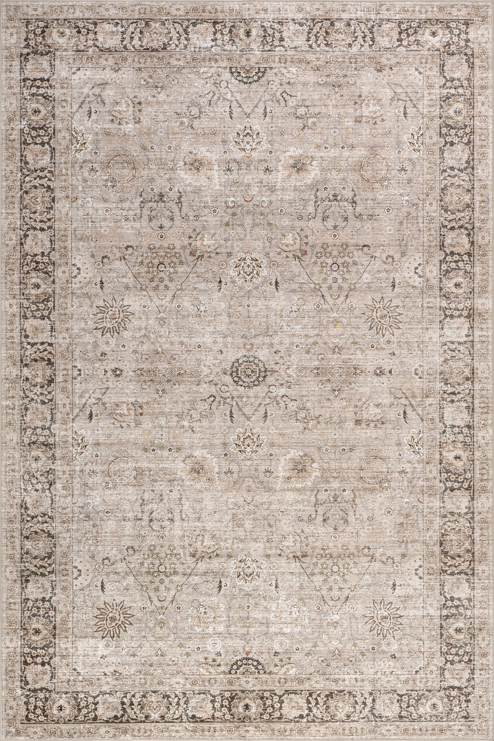 Bayberry Vintage Washable Rug - Spill Proof & Non-Slip - Sand Color - Perfect for Living Room, Bedroom, or Entryway