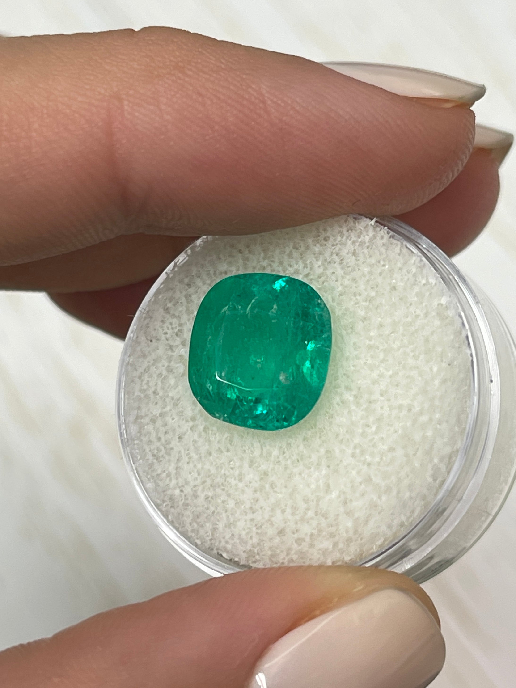5.43 Carat Medium Green Natural Loose Colombian Emerald Cushion Cut Gemstone - Perfect for Engagement Rings, Fine Jewelry & Collector's Pieces