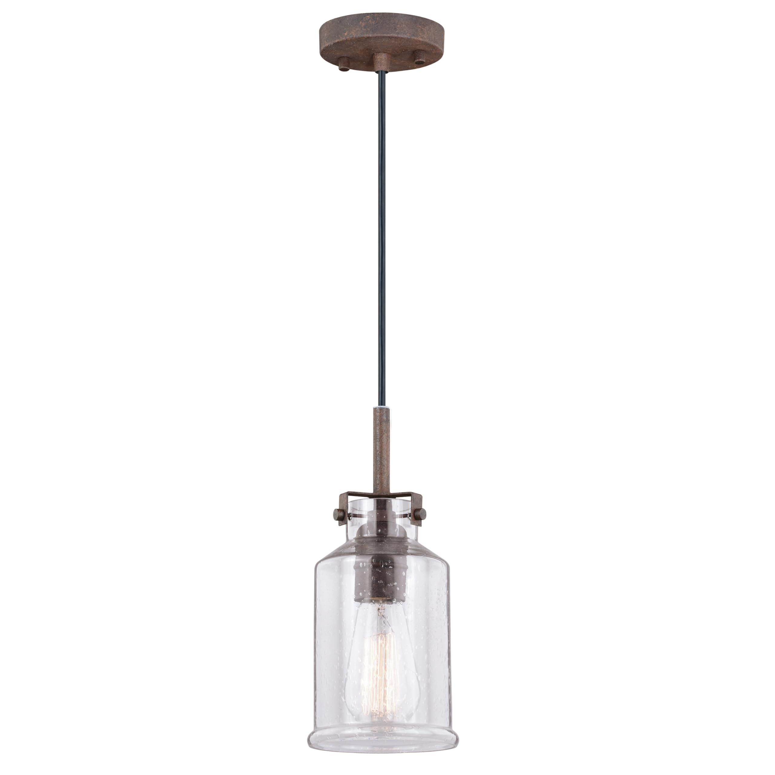 VAXCEL Milone Bronze Rustic Jar Mini Pendant Ceiling Light - Clear Glass Shade for Kitchen Island, Dining Room, or Bedroom Lighting