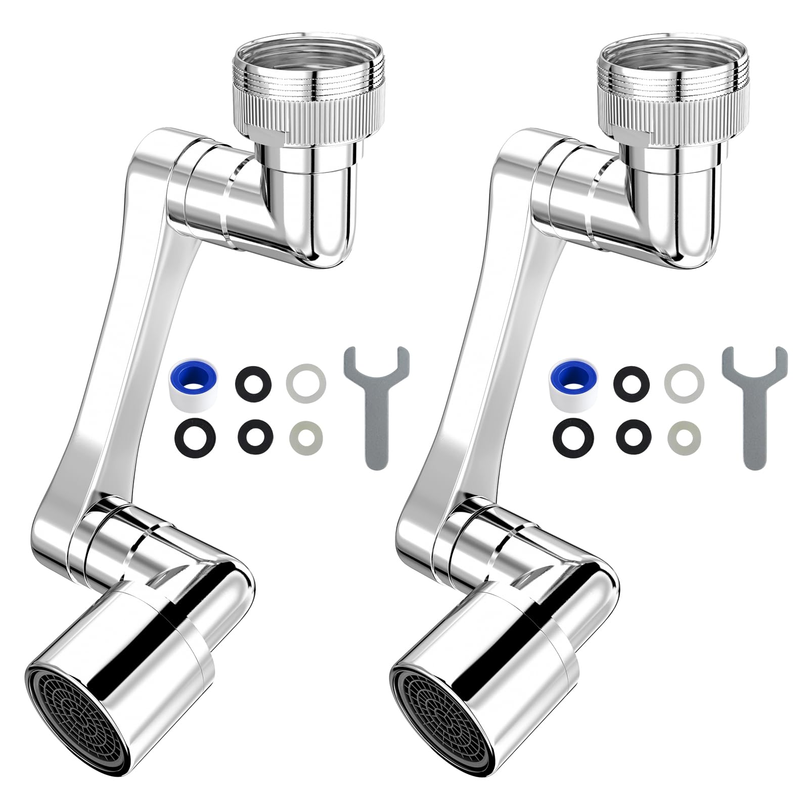 360° Swivel Faucet Extender - Heavy Duty Rotating Sink Extension with Splash Filter - Universal Kitchen & Bathroom Faucet Aerator (2 Pack) - Perfect for Washing Dishes, Filling Pots & Pet Care