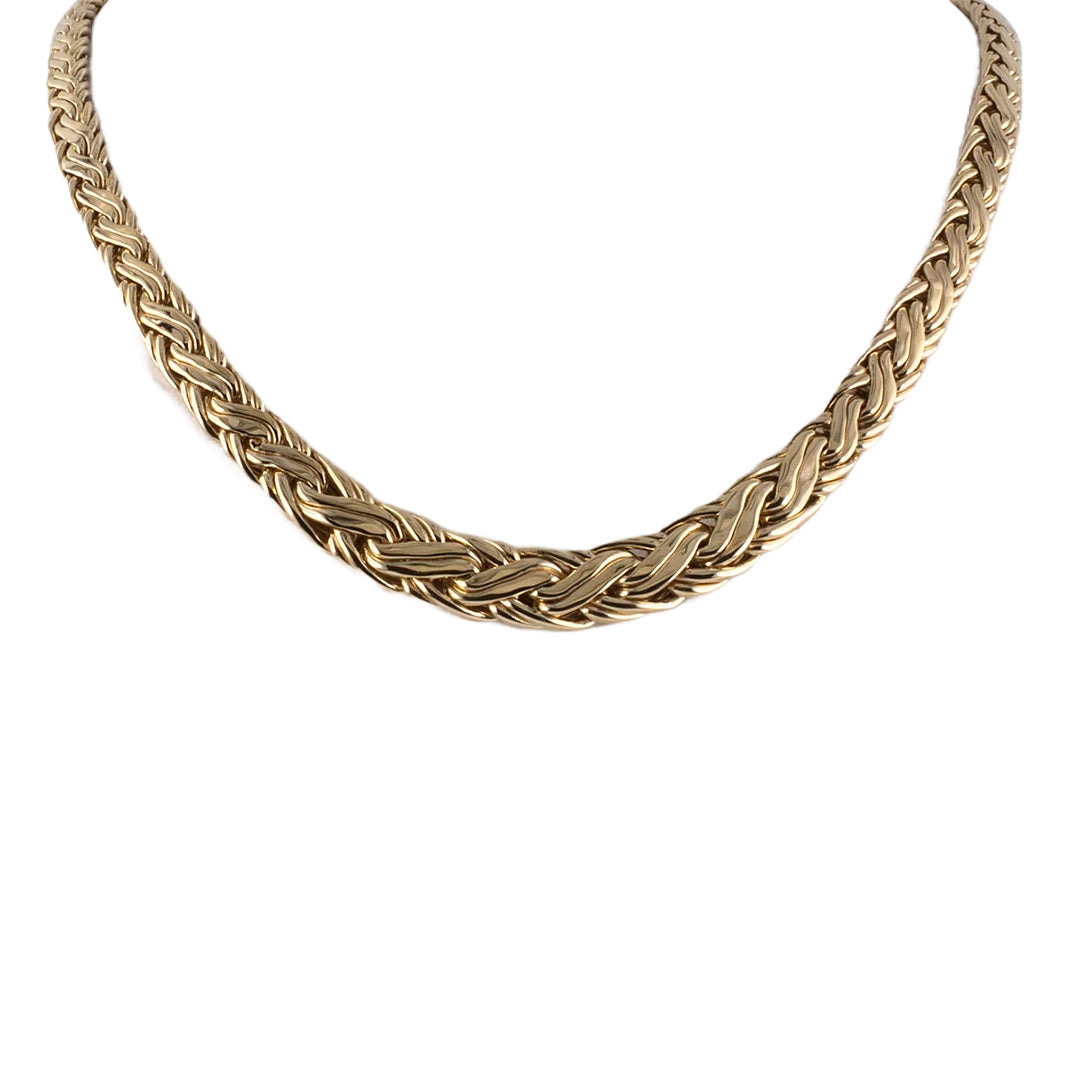 Tiffany & Co. Hollow Woven 18K Gold Tapered Necklace for Women - Elegant Layering Piece for Date Nights & Special Occasions