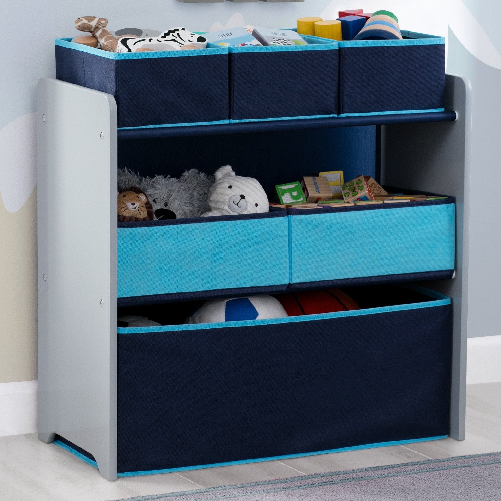 6 Bin Toy Organizer with Storage Bins - Kids Playroom & Nursery Organization Solution for Toys, Books & Games - Perfect for Home, Classroom or Daycare Use