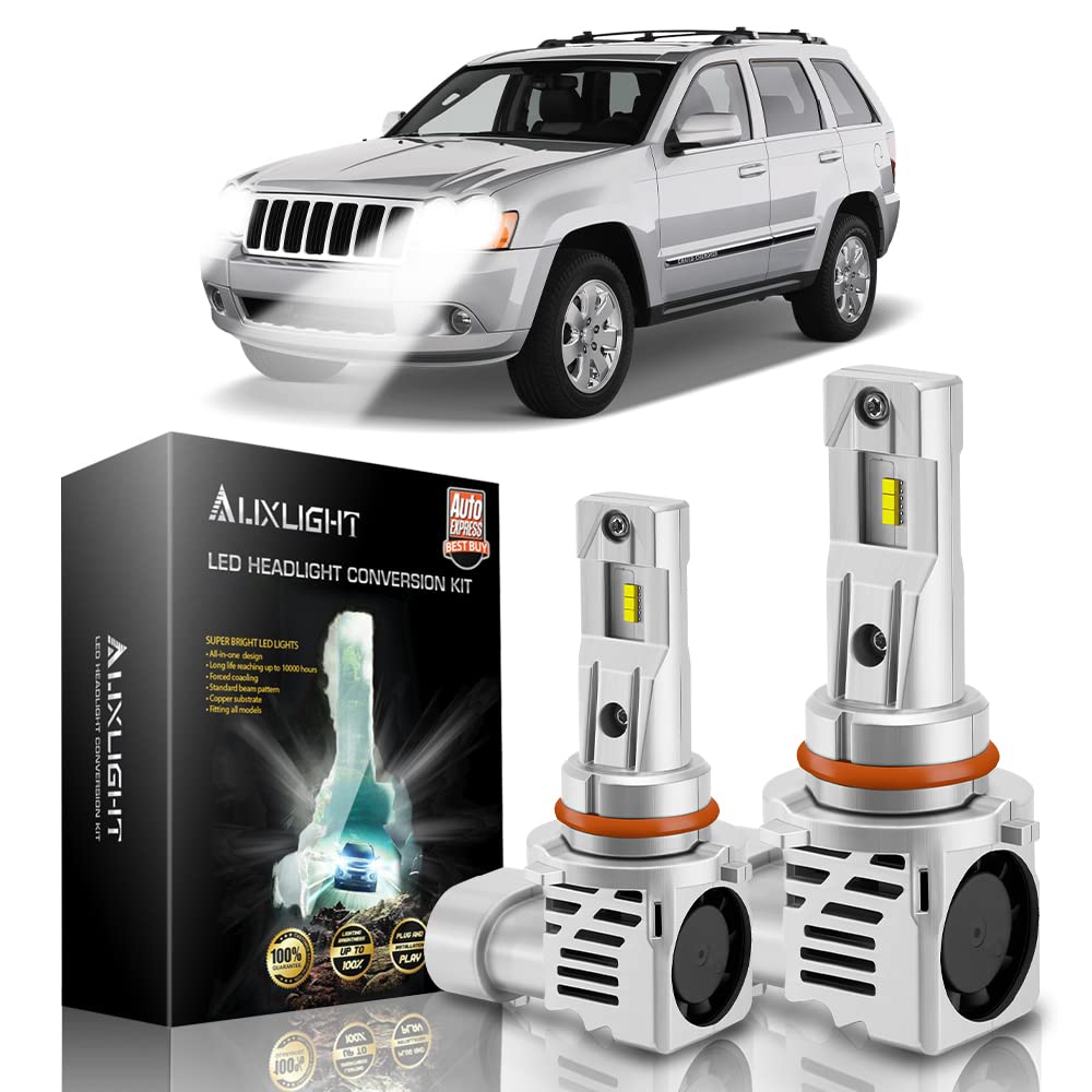 AUXLIGHT 9005 HB3 LED Headlight Bulbs - 12000LM 6000K Cool White High Beam Replacement for Jeep Grand Cherokee 1999-2013 - Plug & Play Conversion Kit (2 Pack) - Perfect for Night Driving & Off-Road Adventures