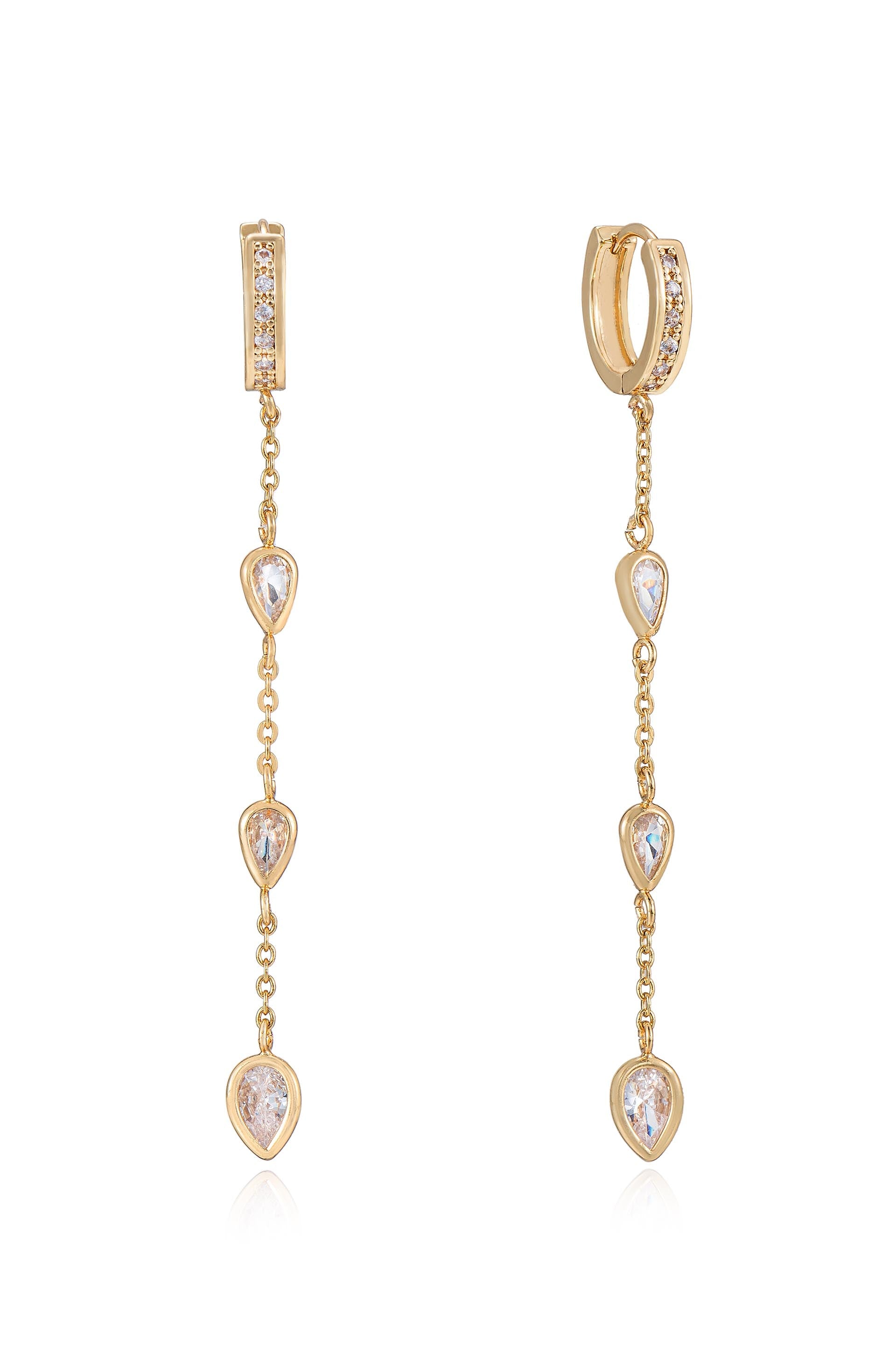 Bezel Crystal Huggie Hoop Dangle Earrings for Women - Elegant Gold Plated Small Hoop Earrings with Sparkling Stones - Perfect for Parties, Weddings & Everyday Wear