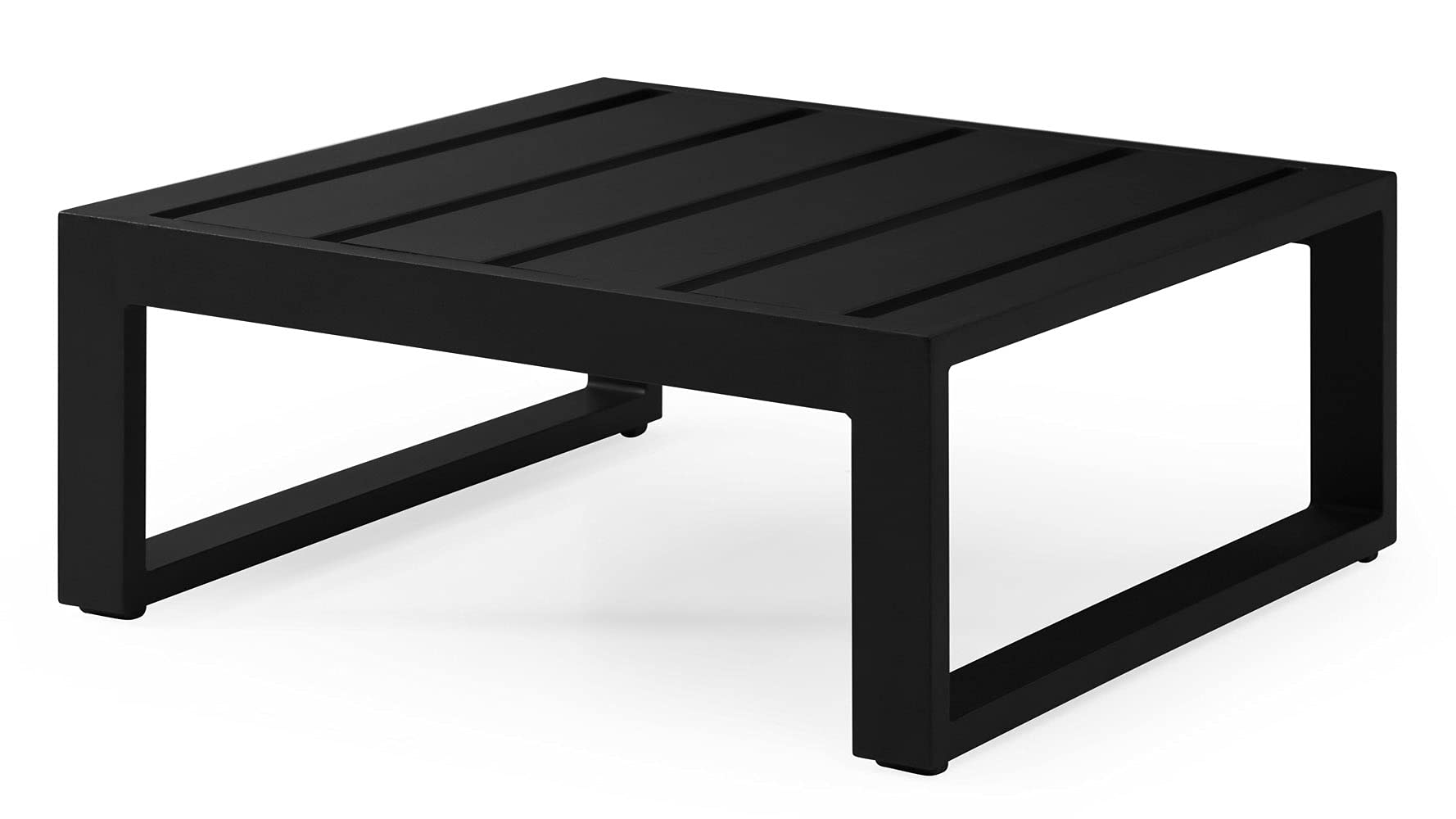 Modern Kore Outdoor Square Coffee Table - Black Powder Coated Aluminum Frame for Patio & Garden