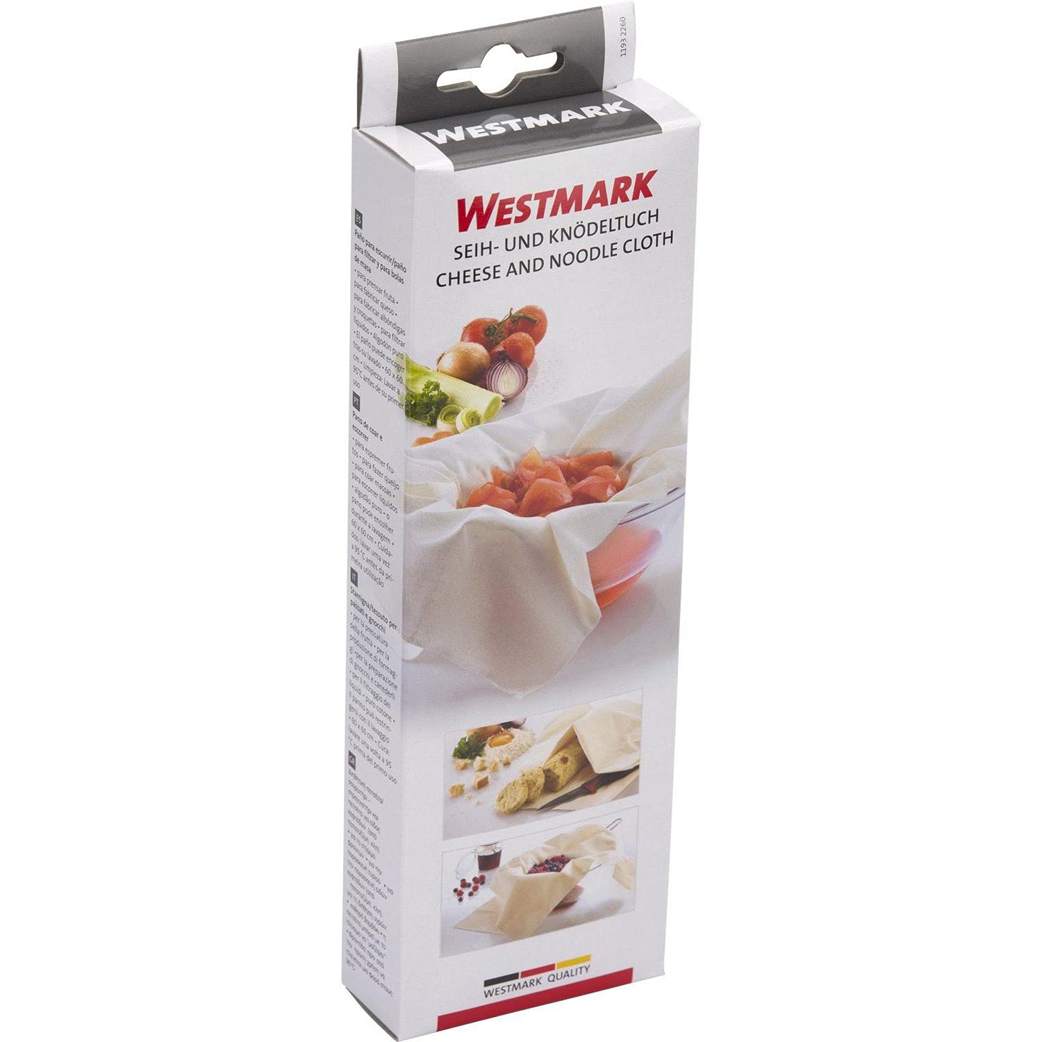Westmark Premium Noodle & Cheese Cloth Set - 100% Cotton Fine Mesh Strainer for Pasta, Cheese Making, Yogurt Straining - Ideal for Home Kitchen & Culinary Use
