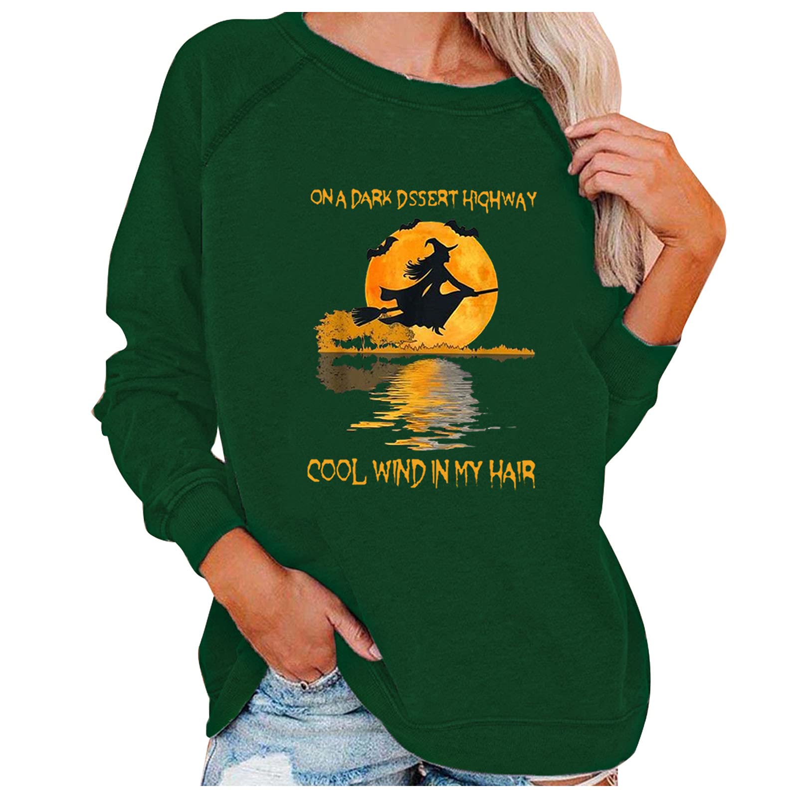 Women's Halloween Pumpkin Print Long Sleeve Sweatshirt - Lightweight Casual Pullover Top for Fall, Thanksgiving & Cozy Autumn Outfits
