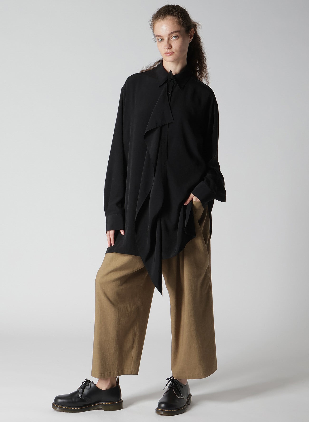 Elegant Crepe de Chine Blouse with Placket - Perfect for Office Wear & Casual Outfits