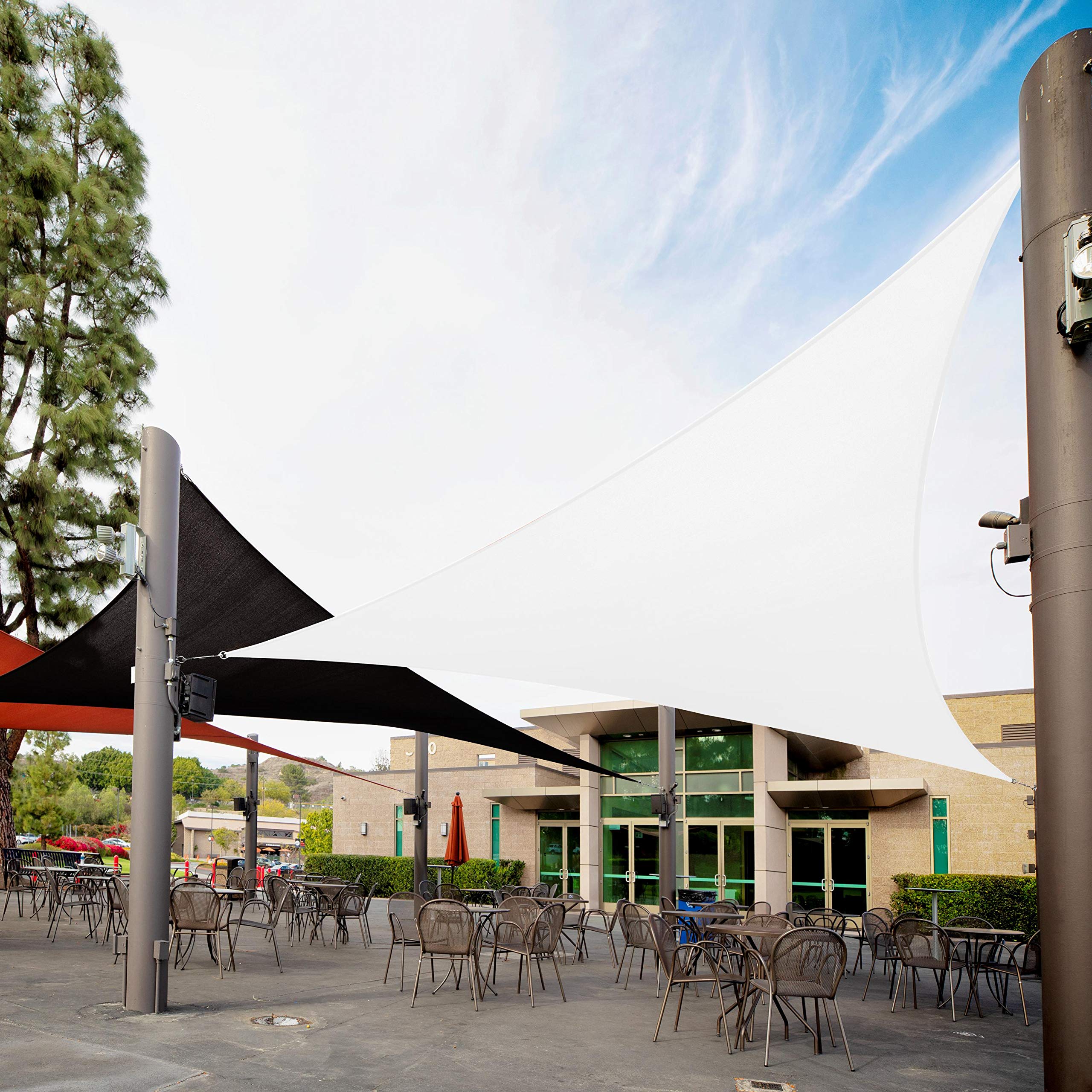Royal Shade Right Triangle Sun Shade Sail 9' x 15' x 17.5' - White Custom Size UV Block Canopy Mesh - Heavy Duty 200GSM Commercial Standard - Perfect for Patio, Poolside, and Outdoor Lounge Areas