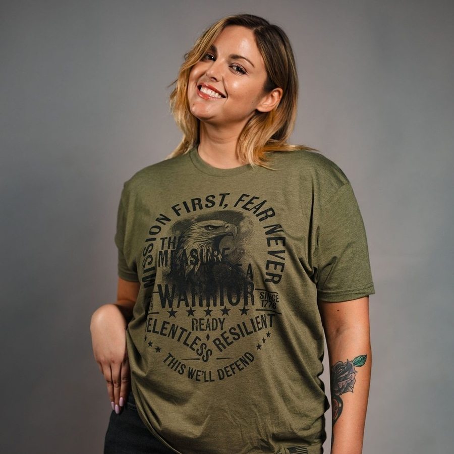 Women's Mission First Boyfriend Fit T-Shirt - Military Green | Casual Comfort Tee for Everyday Wear & Layering