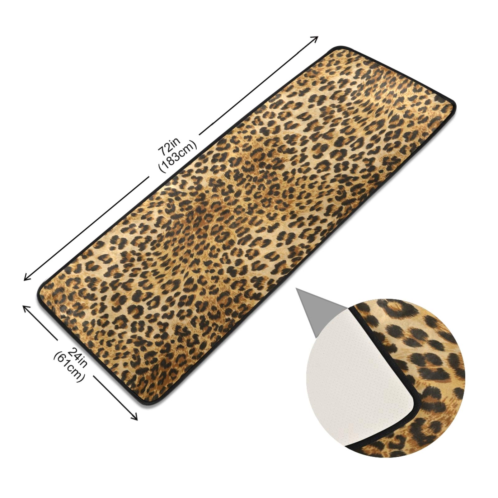 Leopard Print Non-Slip Runner Rug 2'x6' - Skin Texture Area Carpet for Hallway, Living Room, Bedroom, Bathroom & Entryway | Indoor Home Decor for Modern & Cozy Spaces
