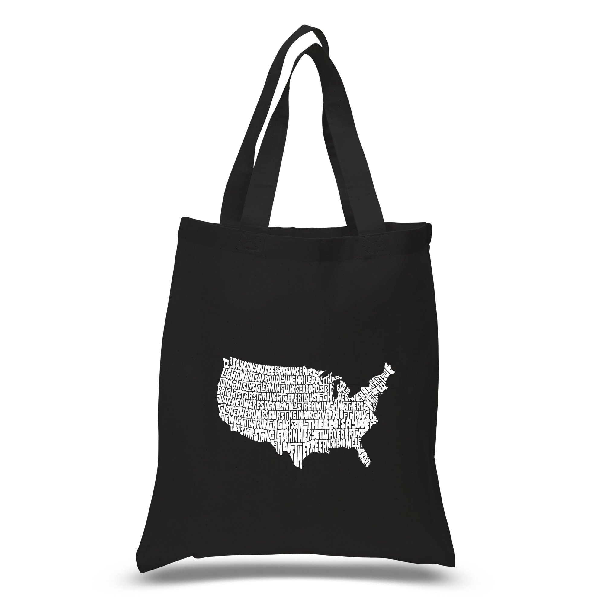 LA POP ART Word Art S Tote Bag - Patriotic Star Spangled Banner Design | Trendy Canvas Shopping Bag for Groceries, Beach & Everyday Use