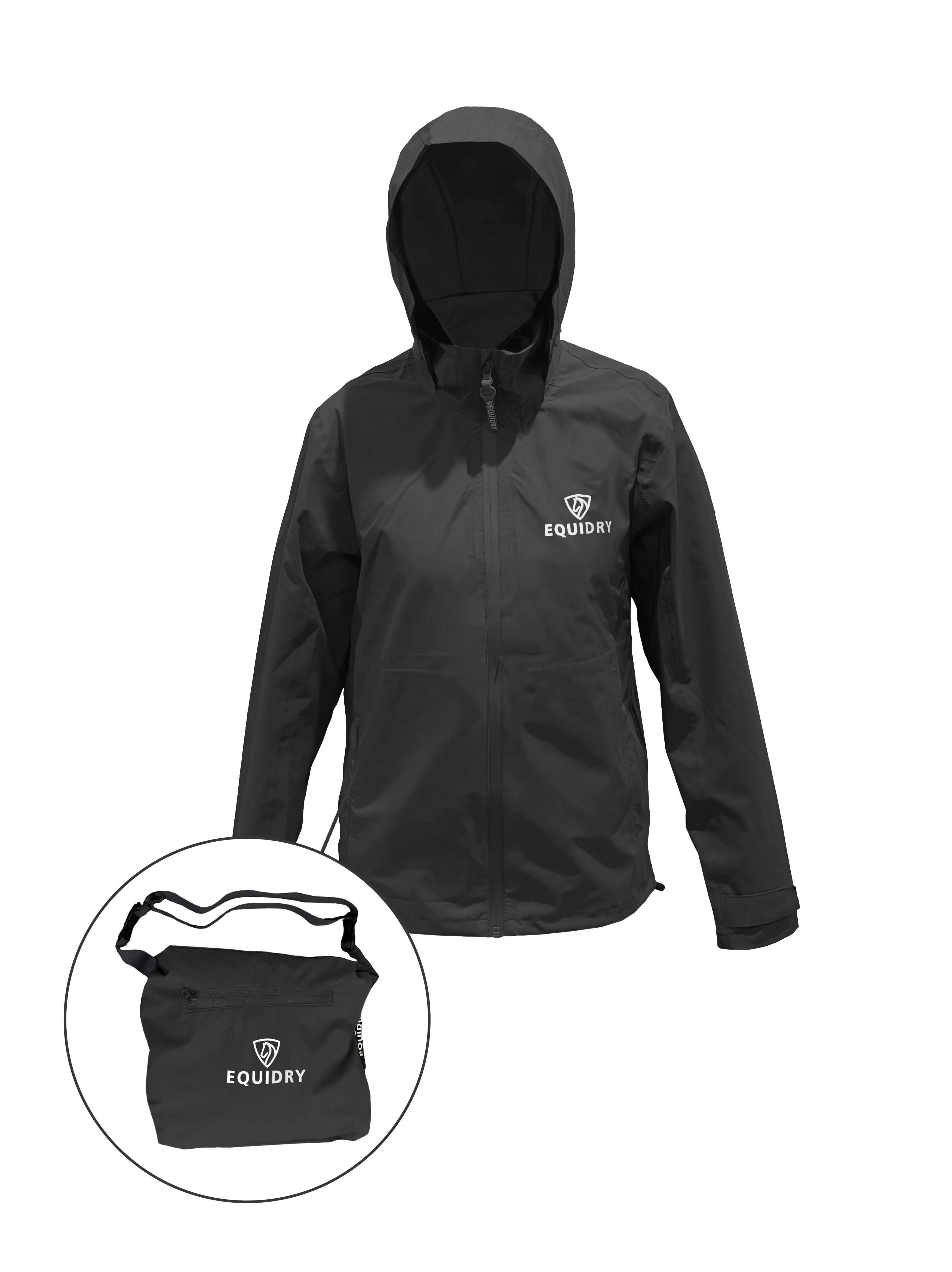 EQUIDRY Nimbus Pack Away Jacket - Lightweight Waterproof Windbreaker for Men, Black - Perfect for Hiking, Travel & Outdoor Activities