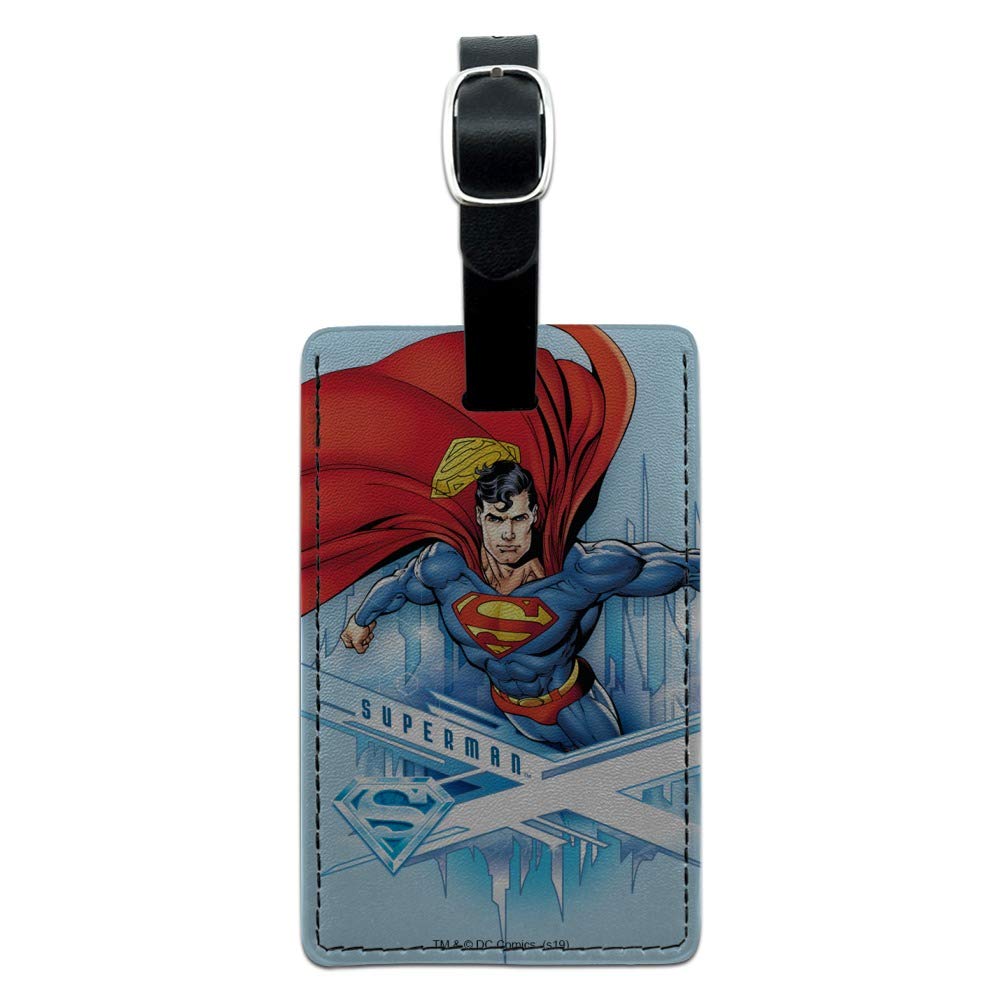 Superman Solitude Rectangle Leather Luggage Tag - Durable Carry-On ID Tag for Suitcases, Travel Bags & Backpacks - Perfect for Business Trips, Vacations & Airport Identification