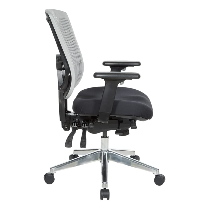 Office Star 978 Series Adjustable Ergonomic Office Chair with Contoured Plastic Back & Built-in Lumbar Support - Grey - Perfect for Home Office, Executive Desk & Workspace Comfort