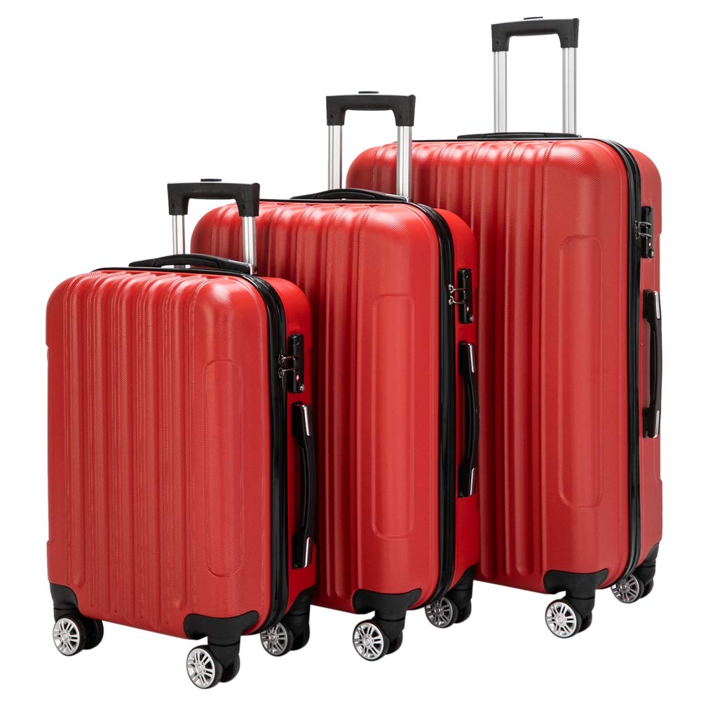 3-in-1 Multifunctional Large Capacity Luggage Set with Rolling Wheels - Expandable Travel Suitcase for Men & Women (Red) | Perfect for Air Travel, Business Trips & Family Vacations
