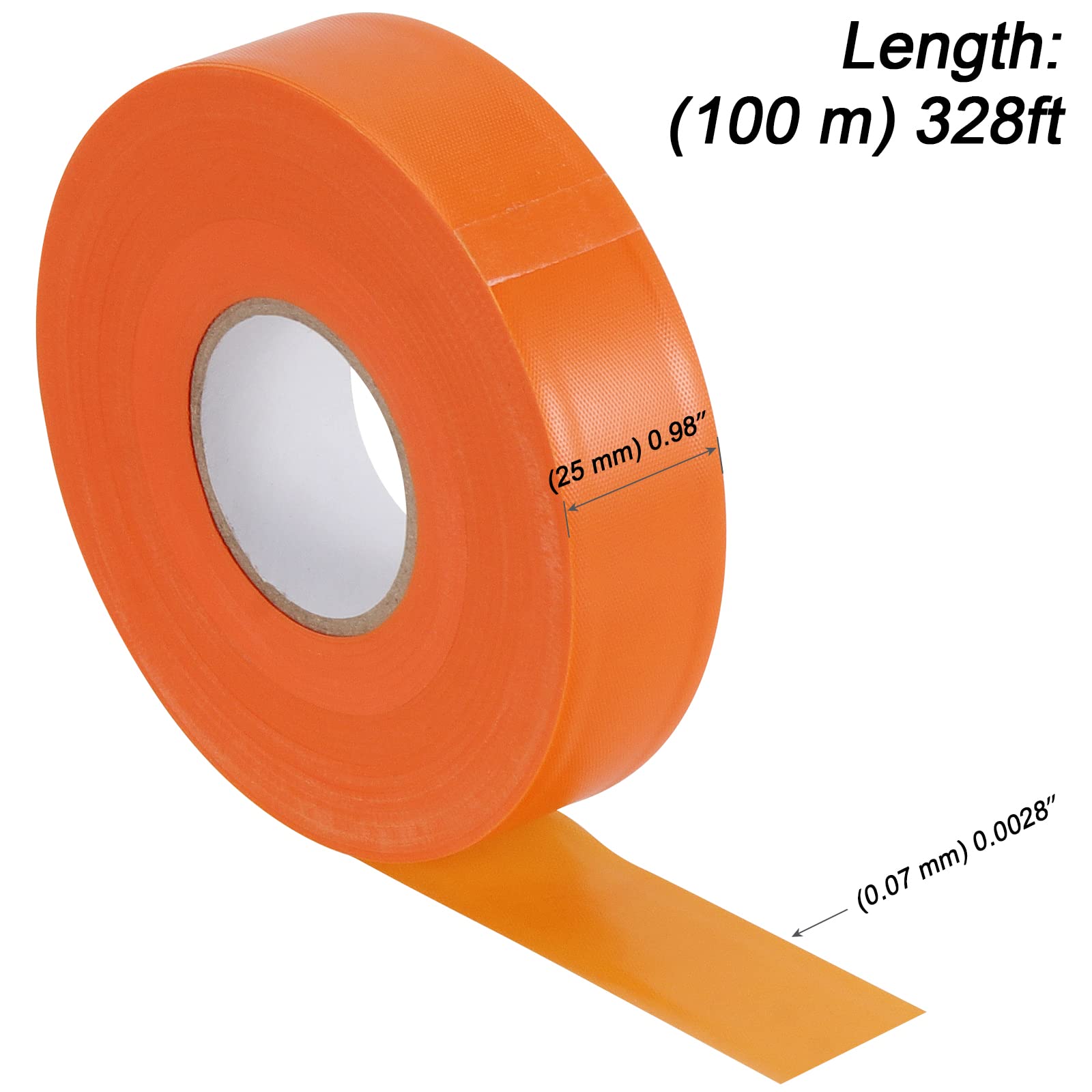 MOUYAT 10 Rolls Orange Flagging Tape - 3280 Feet x 1 Inch Fluorescent High Visibility Non-Adhesive Survey Marking Tape for Hazardous Areas, Workplace Safety & Boundary Identification - Perfect for Construction Sites, Utility Work & Outdoor Surveying