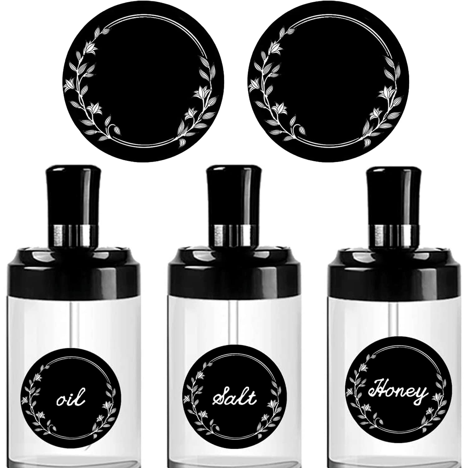 Waterproof Black Chalkboard Stickers - 250 Round 1.5 inch Resin Labels for Kitchen Pantry, Canning Jars, Bins & Containers - Perfect for Organizing Spices, Mason Jars & Storage Containers