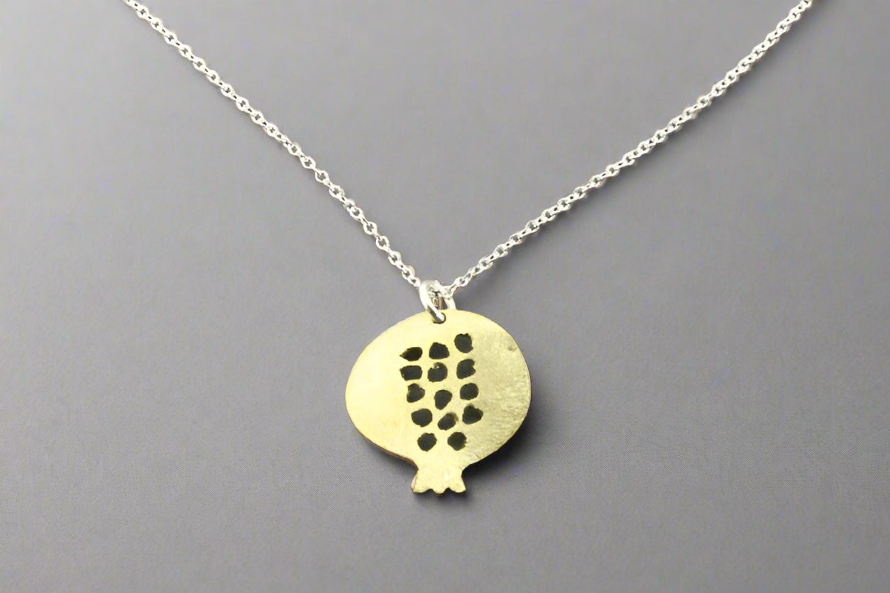 Stylish Pomegranate Necklace in Brass & Silver - Perfect for Women's Fashion, Boho Jewelry & Gift Giving