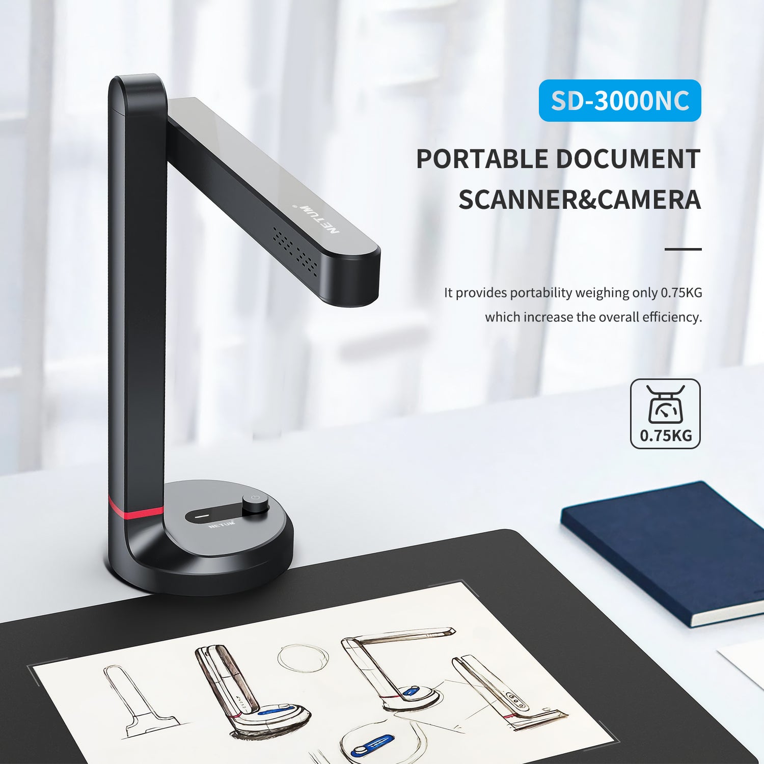 SD 3000NC/5000NC High-Speed Document Camera Scanner for Office, Library & Home Use - Perfect for Digitizing Books, Receipts & Archival Documents