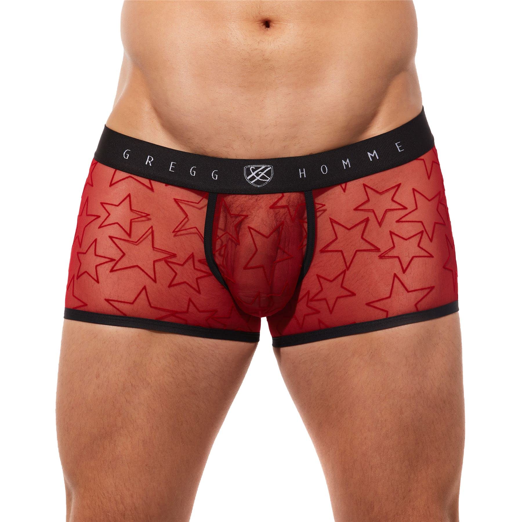 Men's Red Starr Boxer Briefs - Soft Cotton Underwear for Comfort & Support - Perfect for Workout, Lounge & Everyday Wear