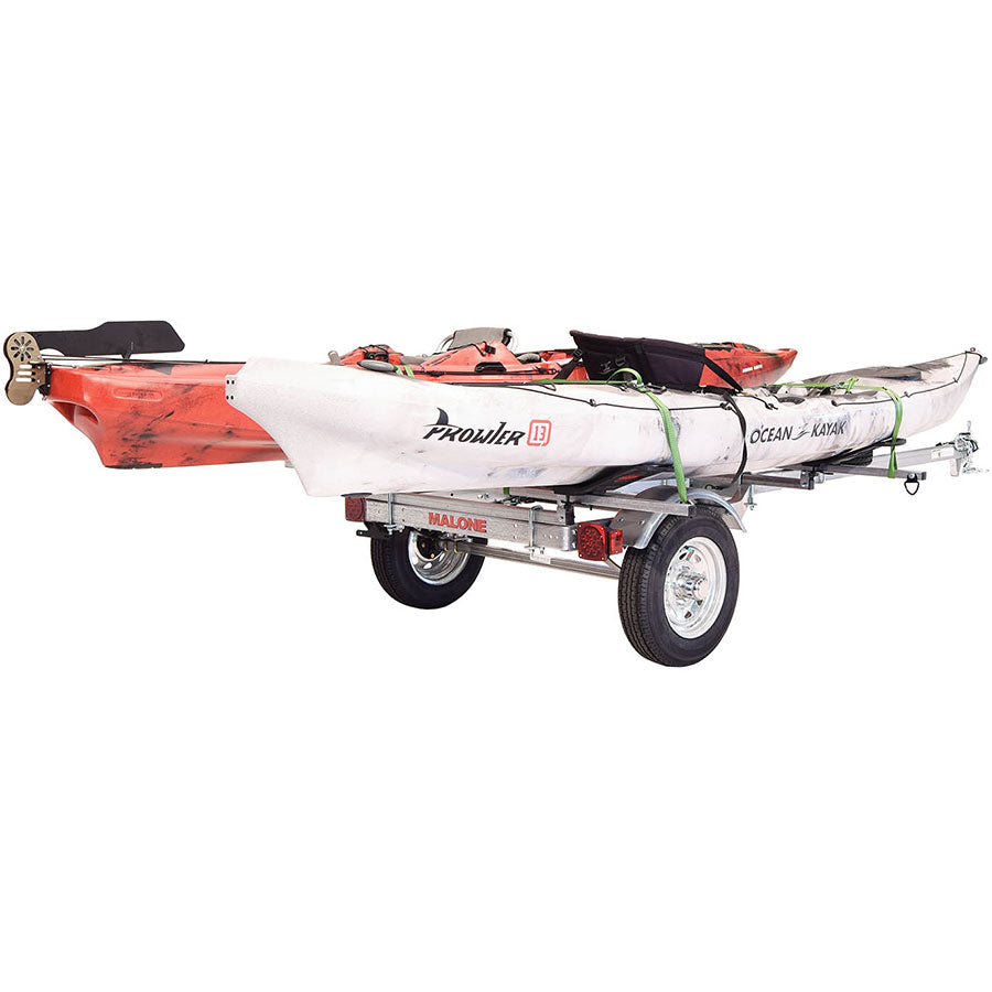 Malone MicroSport LowBed 2 Boat MegaWing Kayak Trailer - Heavy Duty Watercraft Carrier for Kayaks & Canoes - Perfect for Road Trips & Outdoor Adventures