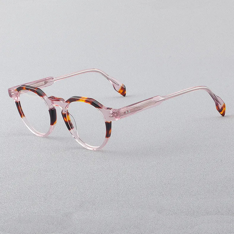 CCspace Women's Full Rim Flat Top Round Acetate Eyeglasses 56910 - Stylish Retro Frames for Reading, Work & Everyday Fashion