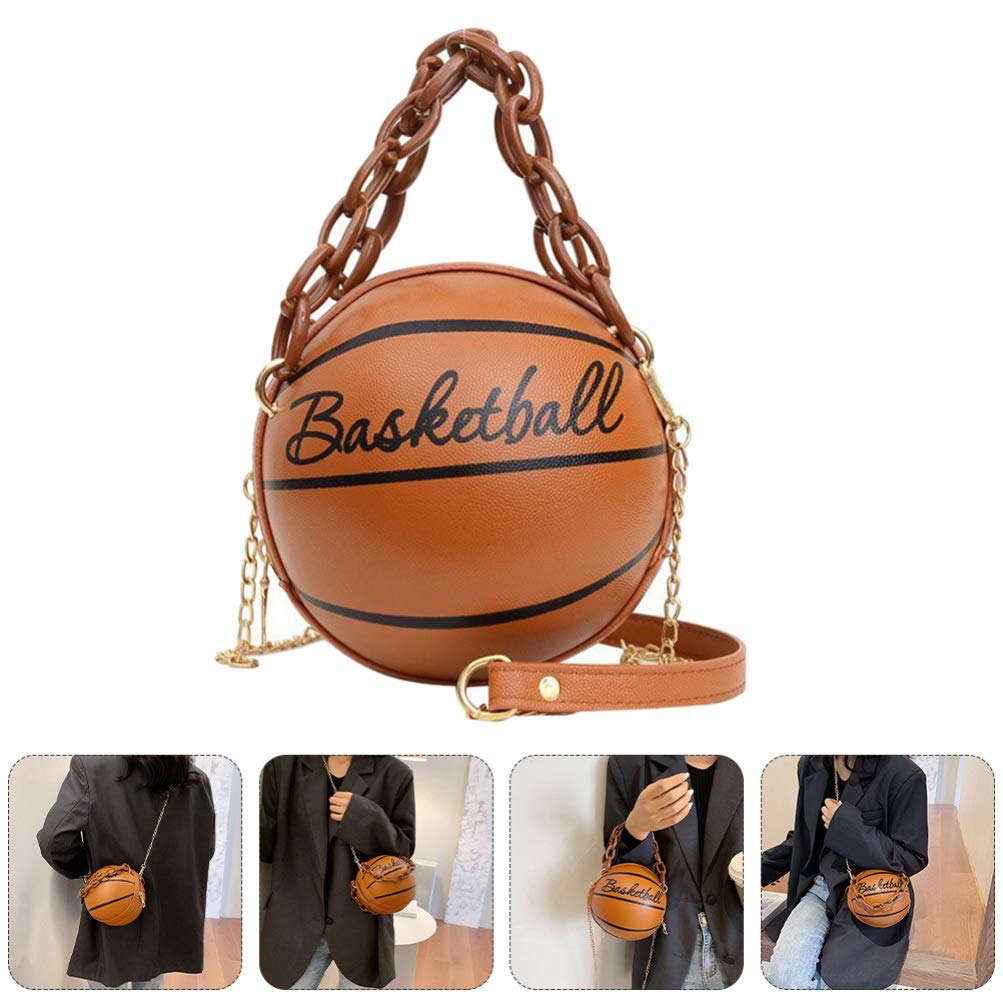 Basketball Shaped Shoulder Bag - Leather Crossbody Purse for Sports & Travel