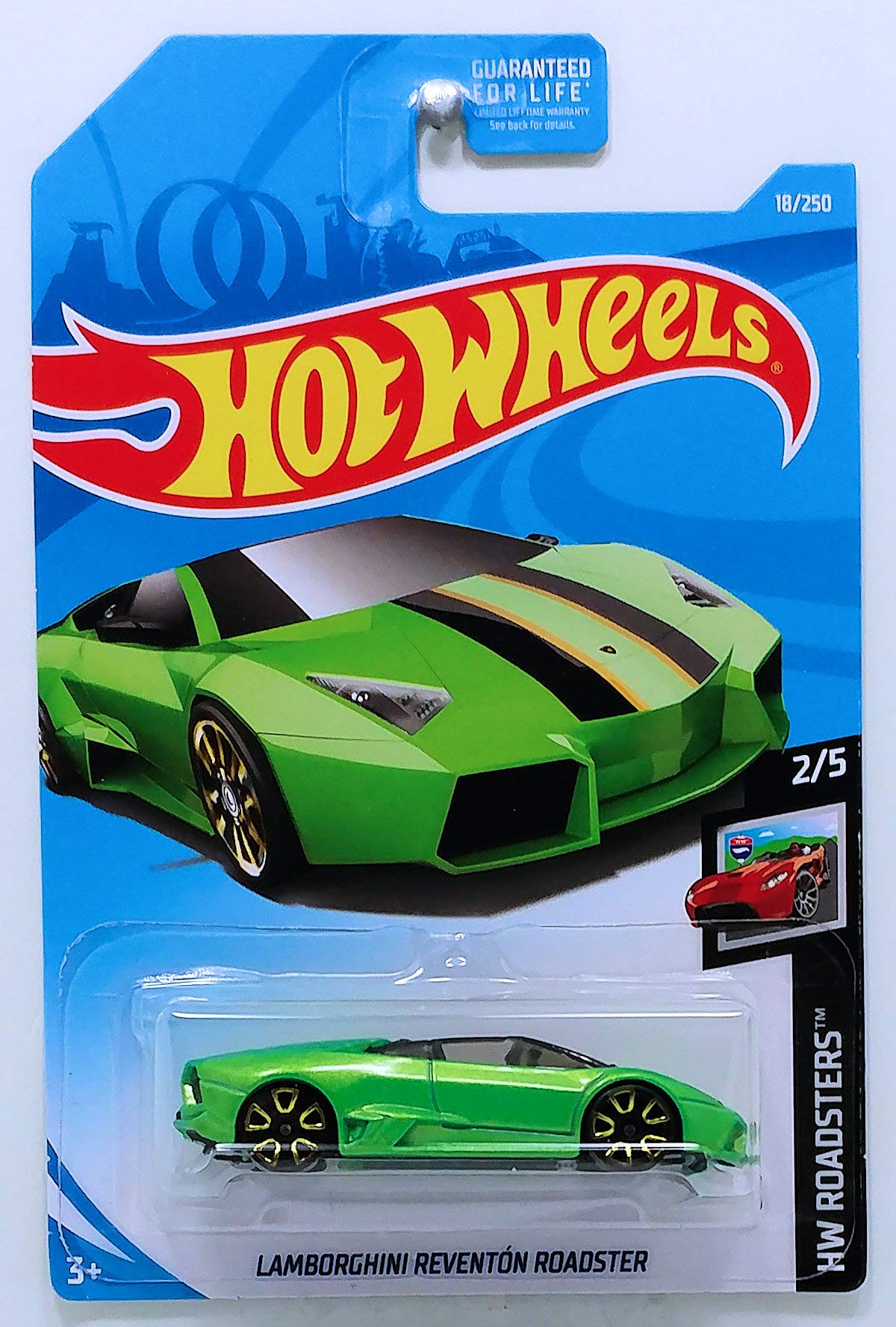 Hot Wheels 2019 HW Roadsters Lamborghini Reventon Roadster 18/250 Limited Edition Green Die-Cast Car - Collectible Toy for Kids & Adults, Perfect for Display, Racing Games & Gift Giving