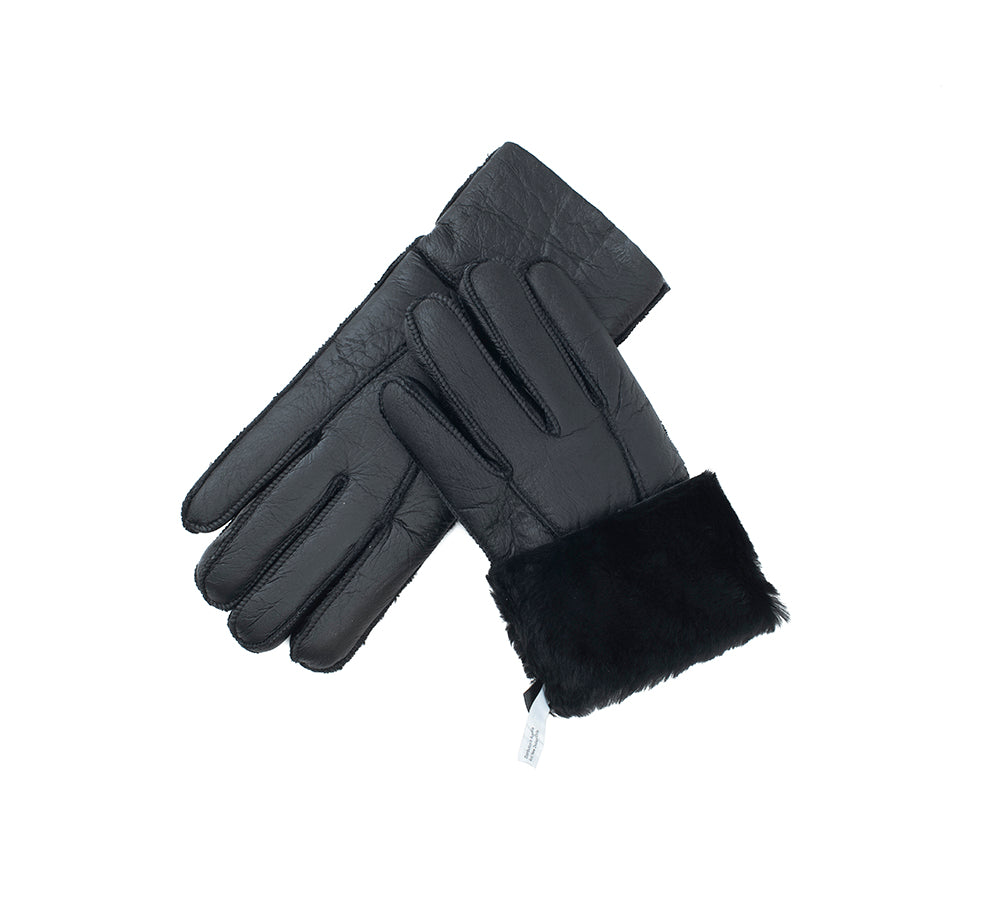 Australian Shepherd® Genuine Leather Fluffy Sheepskin Wool Stitching Gloves - Warm Winter Work Gloves for Outdoor Activities, Gardening & Cold Weather Protection