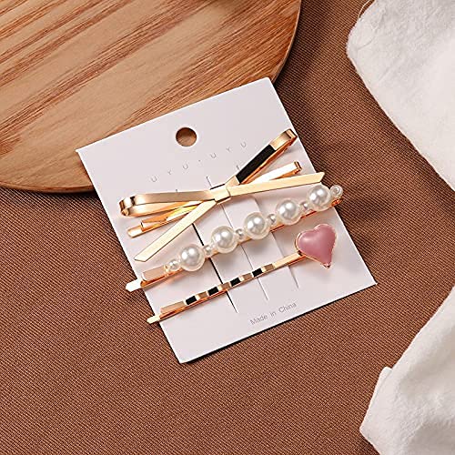 BOTIST Geometric Hollow Metal Hair Clips for Women - Korean Style Barrettes with Pearl Accents (3-Pack) | Perfect for Updos, Braids & Everyday Hairstyles