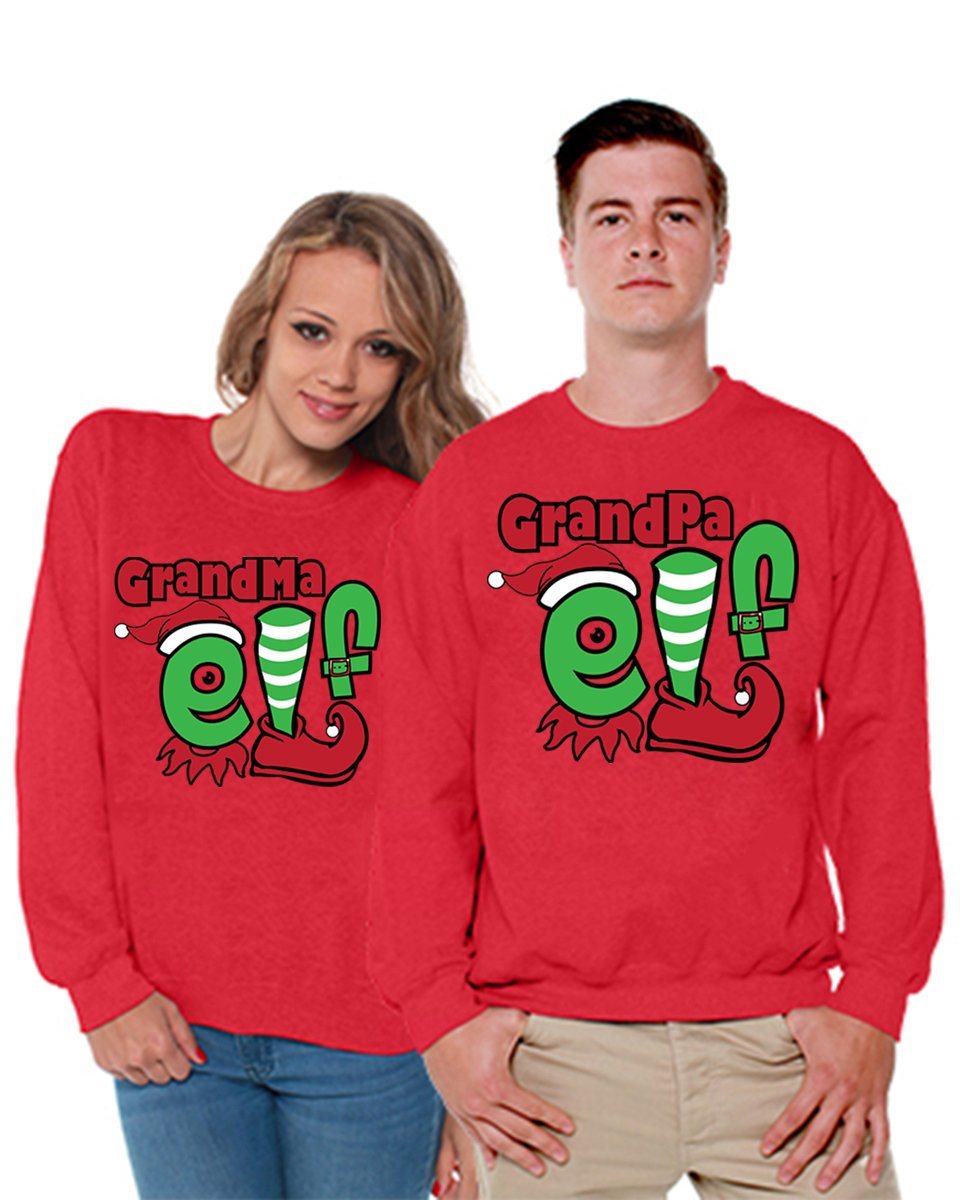 Awkward Styles Christmas Matching Sweater Set - Festive Elf & Ugly Holiday Sweaters for Couples, Grandparents | Family Christmas Party, Gift Exchange, Holiday Photos