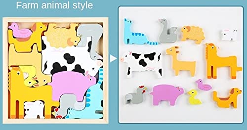 Smoneo Handcrafted 3D Wooden Jigsaw Puzzle for Kids Ages 3+ | Educational Alphabet & Number Learning Toy with Multicolor Blocks | 16x16cm Animal Theme Puzzle for Boys & Girls | Perfect for Preschool Learning & Family Game Night
