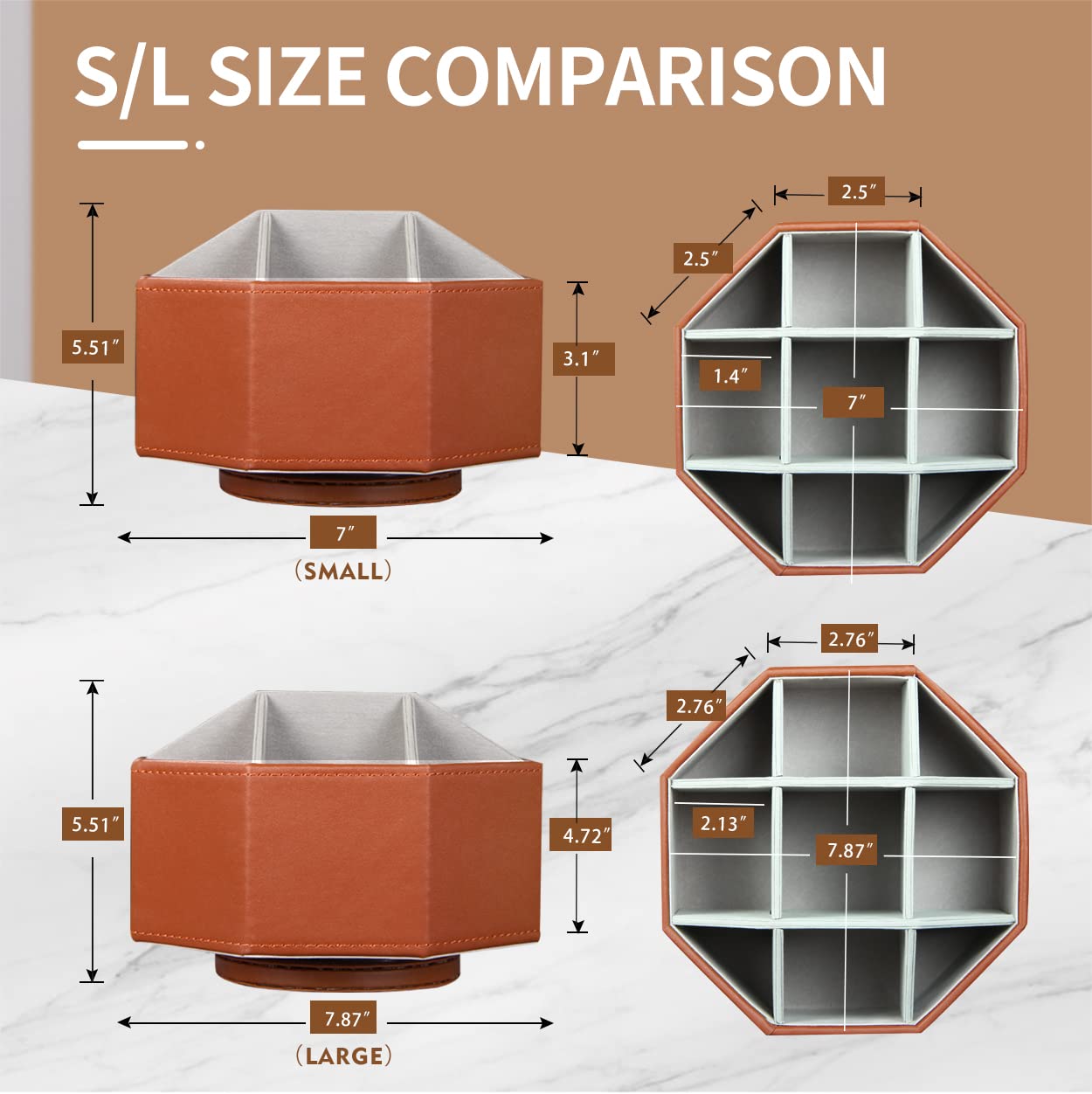 Rotating 9-Slot Pen Holder for Desk - PU Leather Desk Organizer with Swivel Base for Office Stationery, Remote Controls & Accessories - Perfect for Home Office, Living Room & Bedside Table Storage