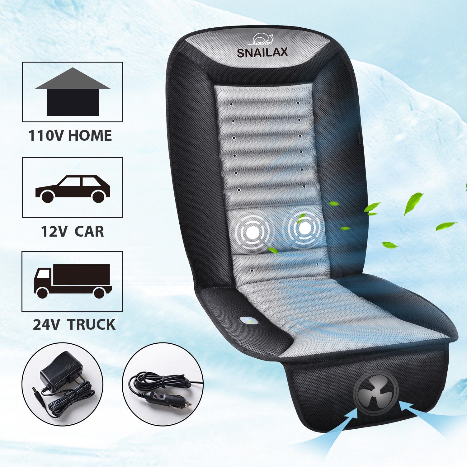 Snailax Cooling Seat Cushion with Vibration Massage - Breathable Gel Memory Foam for Office Chair, Car & Home Use - Relieves Back Pain & Pressure Points - Perfect for Long Sitting Sessions at Work or Driving