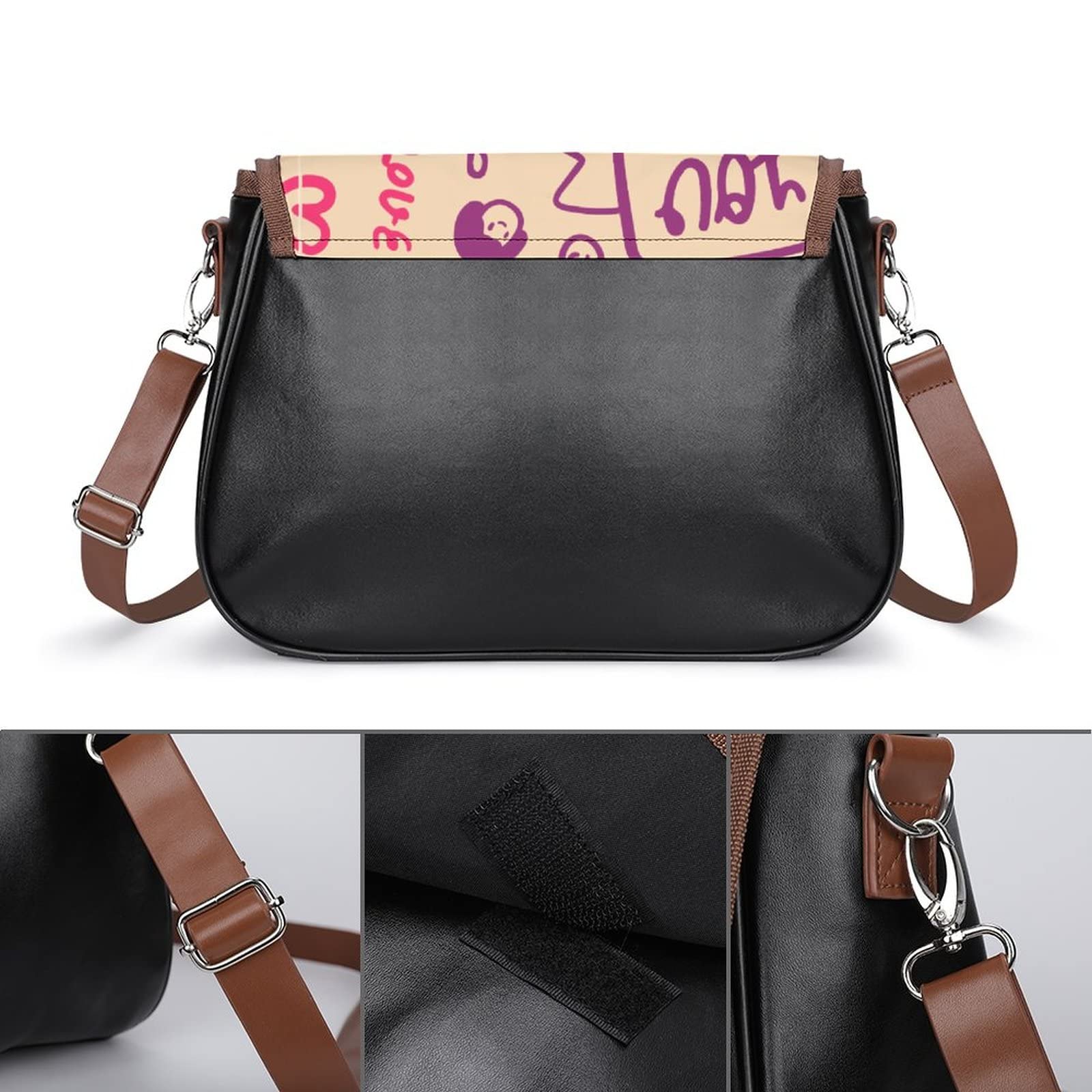 Stylish Printed Crossbody Shoulder Bag for Women - PU Leather Designer Satchel with Cute Graffiti Elements | Perfect for Casual Outings, Travel & Everyday Use