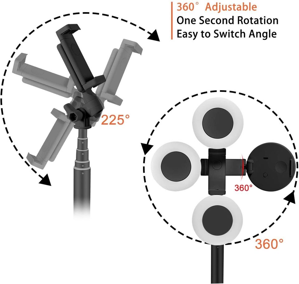 Dual LED Ring Light with 3-Level Brightness & Bluetooth Extendable Selfie Stick (67