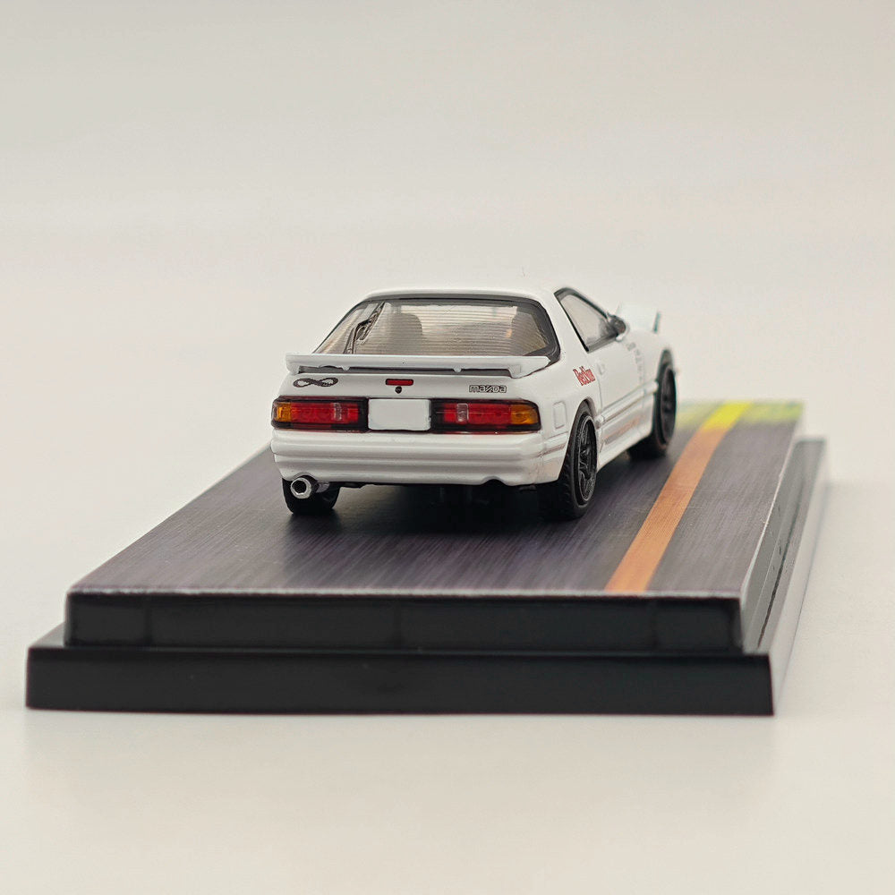 1/64 Scale Mazda RX-7 FC3S RedSuns Initial D Diecast Model Car with Open Headlights - HJ643043D Collectible for Anime Fans & Car Enthusiasts - Perfect for Display, Gifts, and Anime-Themed Collections