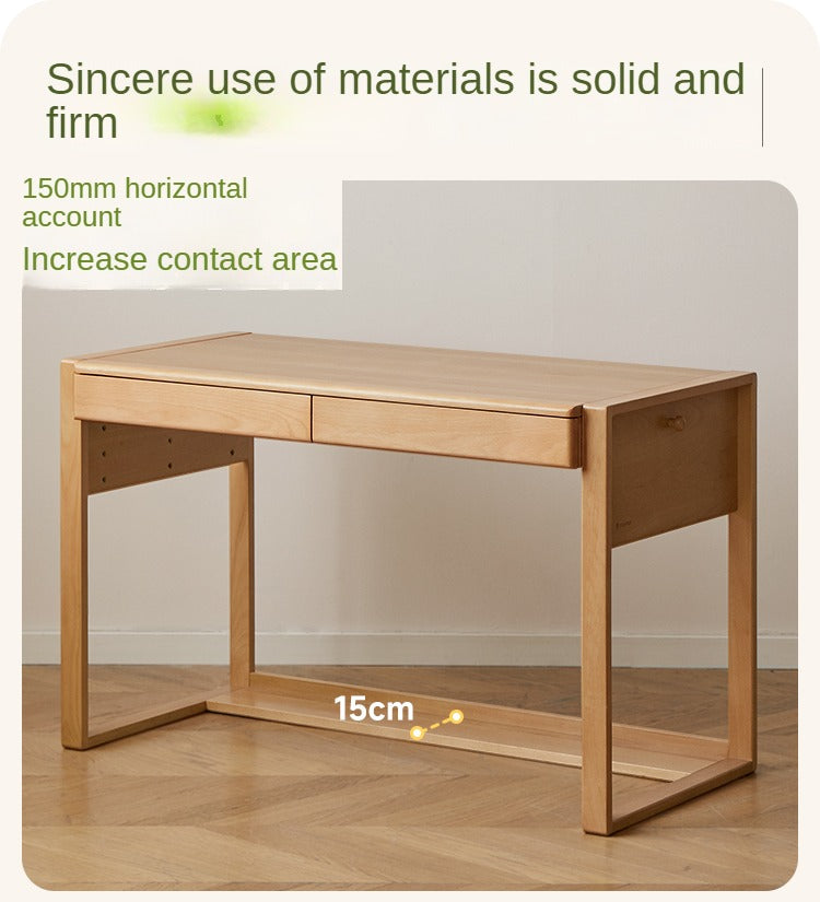 Premium Beech & Oak Solid Wood Kids Study Desk - Ergonomic Children's Writing Table for Homework & Crafts - Perfect for Bedroom, Homeschool & Montessori Learning
