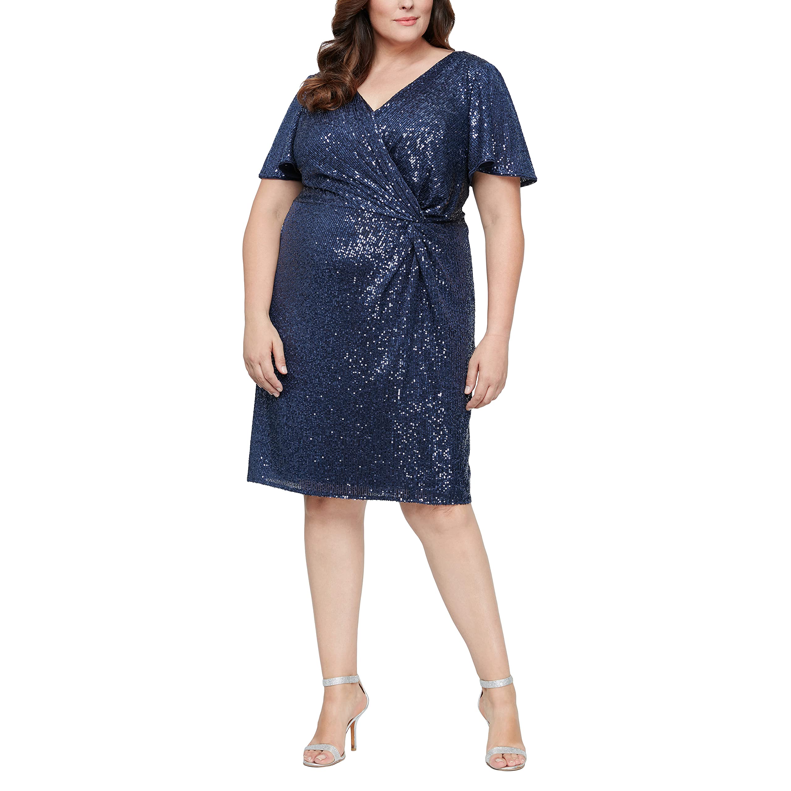 Alex Evenings Women's Plus Size Short Sequin Dress - Elegant Sparkly Cocktail Party & Evening Gown for Special Occasions