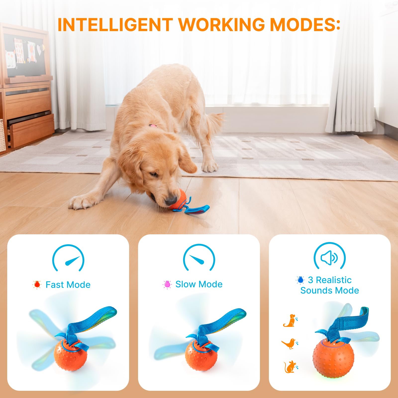 Interactive Electric Automatic Moving Dog Ball Toy - Rechargeable Smart Rolling Squeaky Ball for Small & Large Puppies - Keep Dogs Entertained & Relieve Boredom - Perfect for Indoor Play, Outdoor Exercise & Training Sessions